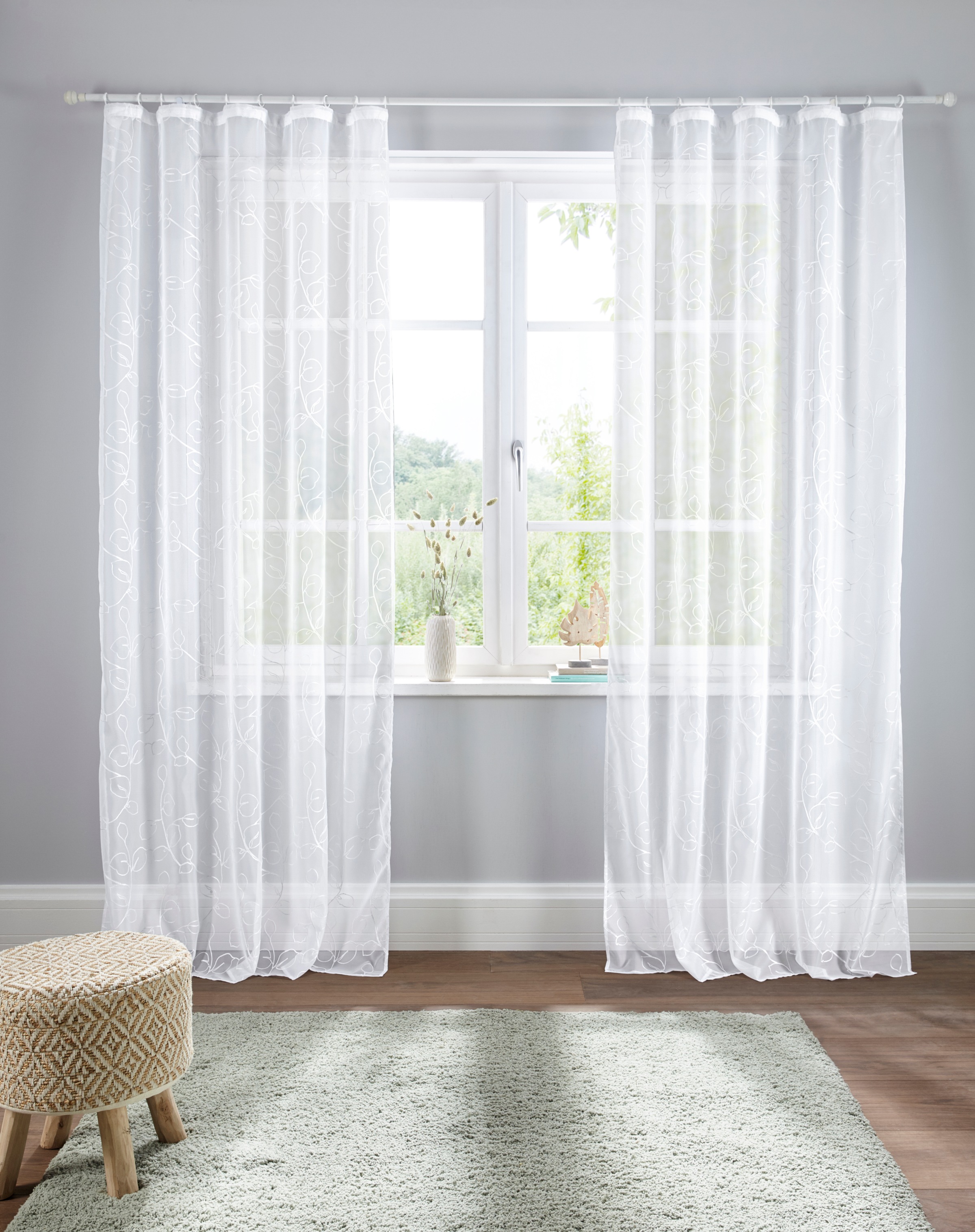 Home affaire Gardine »Adele«, (1 St.), transparent, mit floraler Stickerei, günstig online kaufen