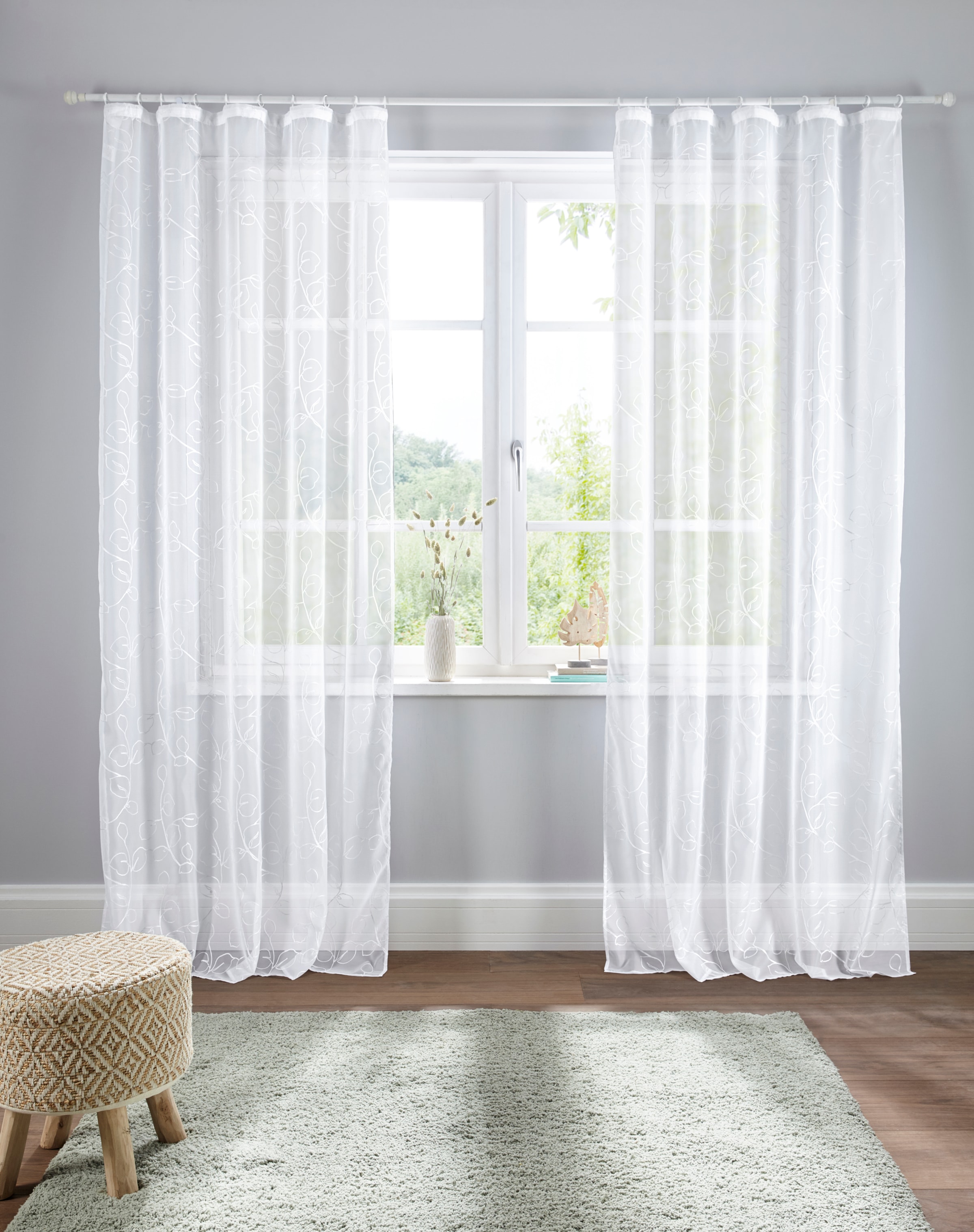 Otto Home Gardine "Adele" Gr. 3, weiß, 225cm, Kräuselband, 130cm