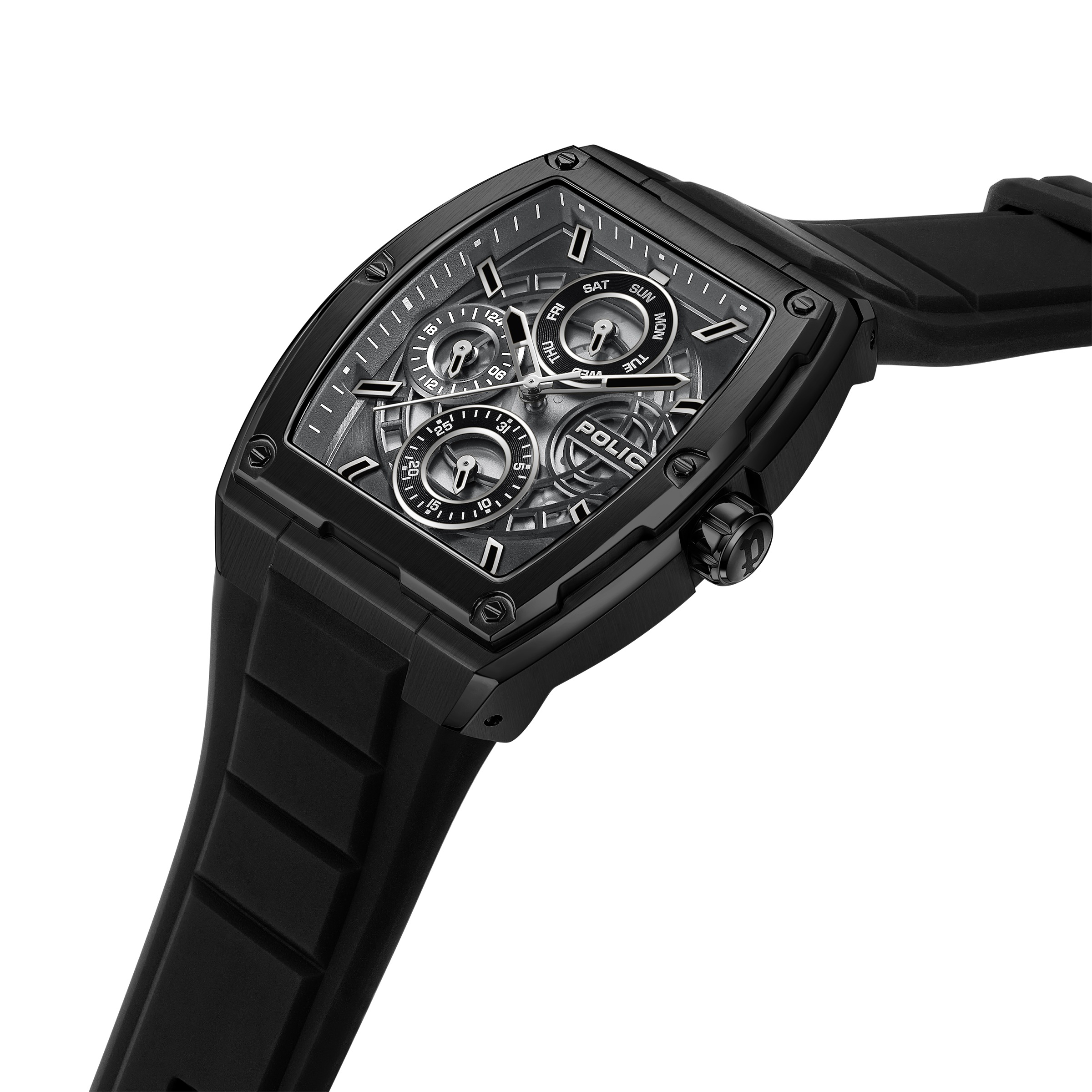 Police Quarzuhr »Creed« Armbanduhr, Herrenuhr, Silikonarmband, analog, Tag, Wochentag