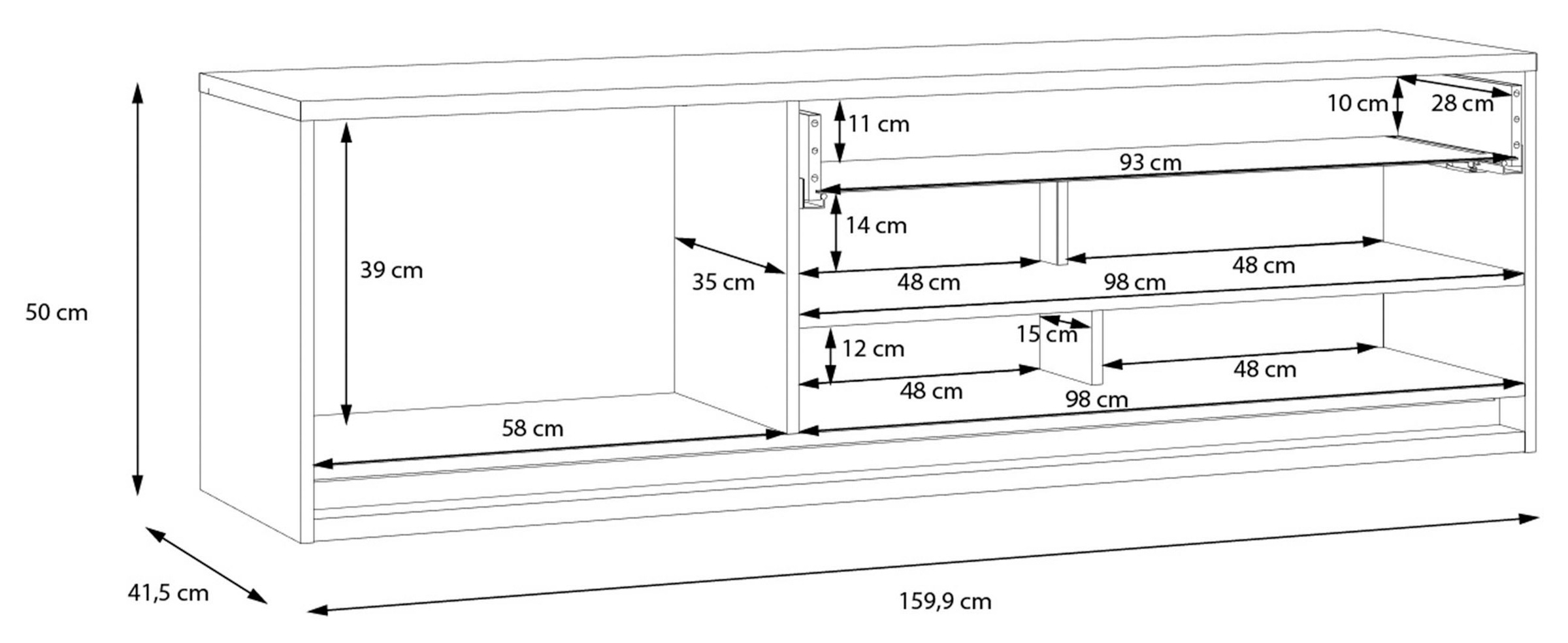 FORTE Lowboard »Attention TV-Board, TV-Schrank«, TV-Board, Beleuchtung, Soft Close, Kabelführung