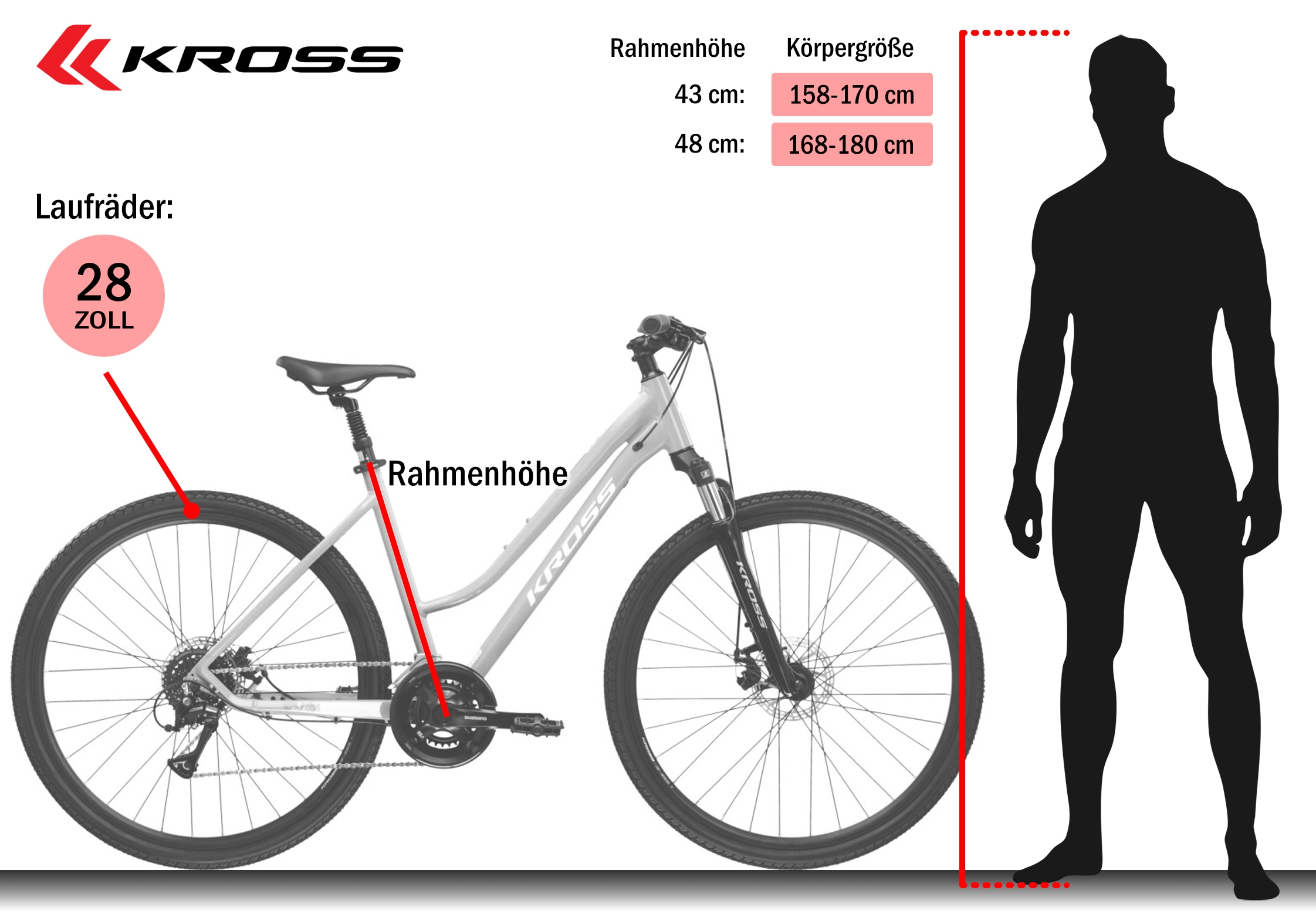 Kross Crossrad »Evado 3.0« 16 Gang Shimano ACERA M3020 Schaltwerk Kettenschaltung