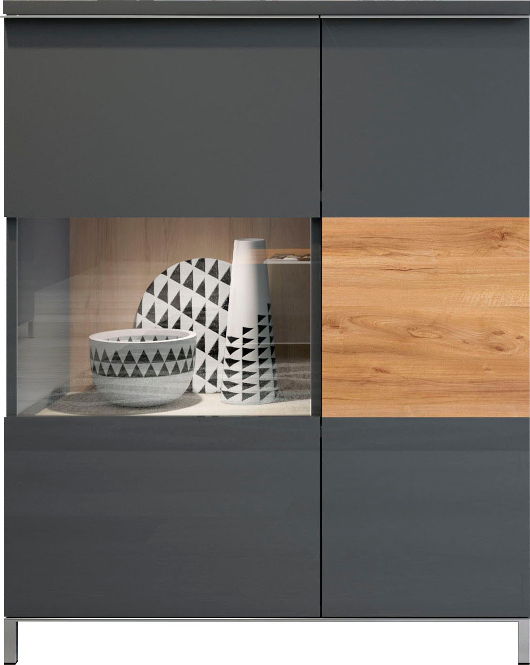 Places of Style Vitrine »Onyx«, (B/H/T): 93,2/116,3/14cm), mit Soft-Close-Funktion