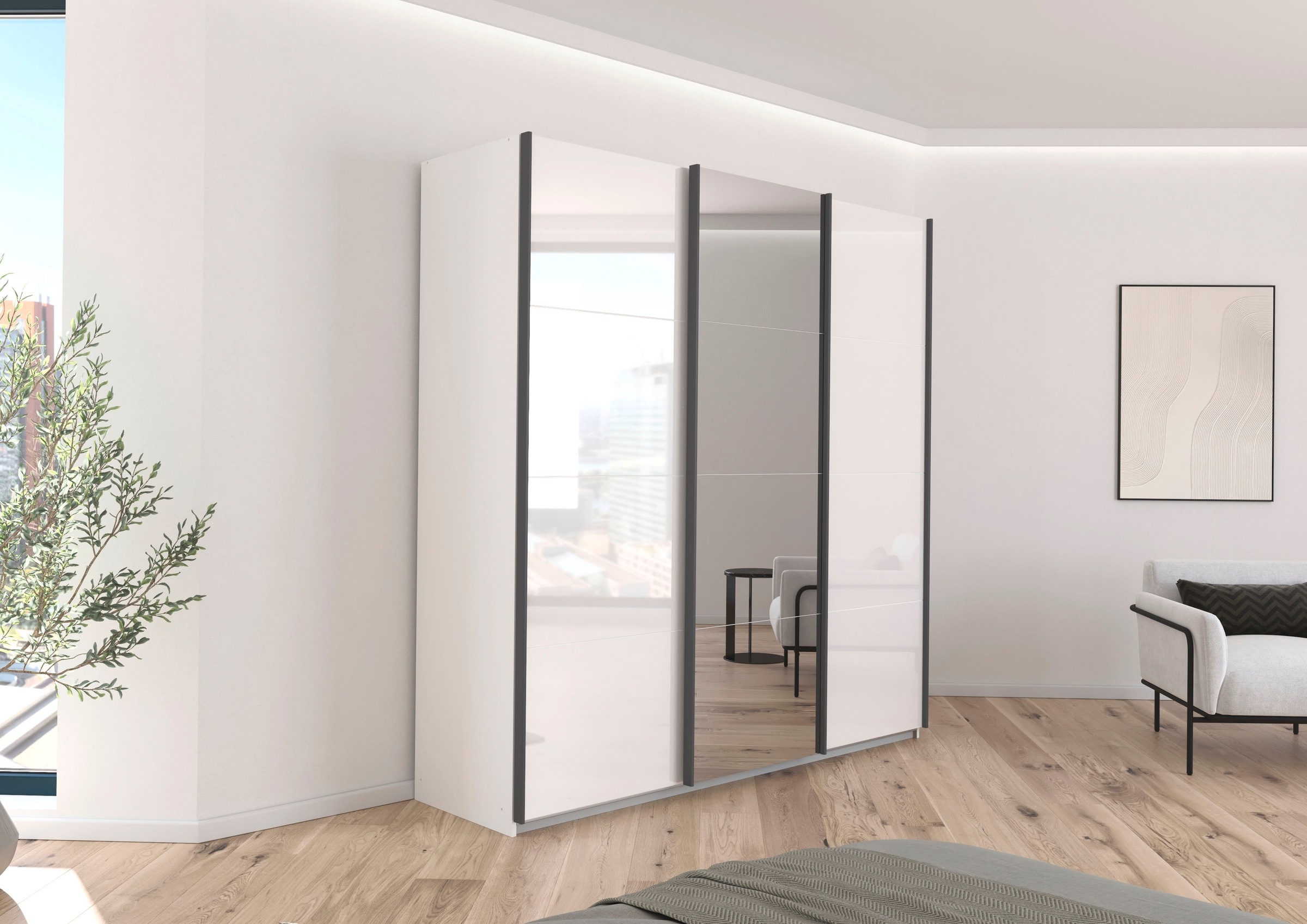 rauch Schwebetürenschrank »Kleiderschrank Schrank OTTO´S CHOICE Garderobe AGORDO«, (in zwei Griff-Farben), Top Innenausstattung, in 4 Breiten und 2 Höhen MADE IN GERMANY