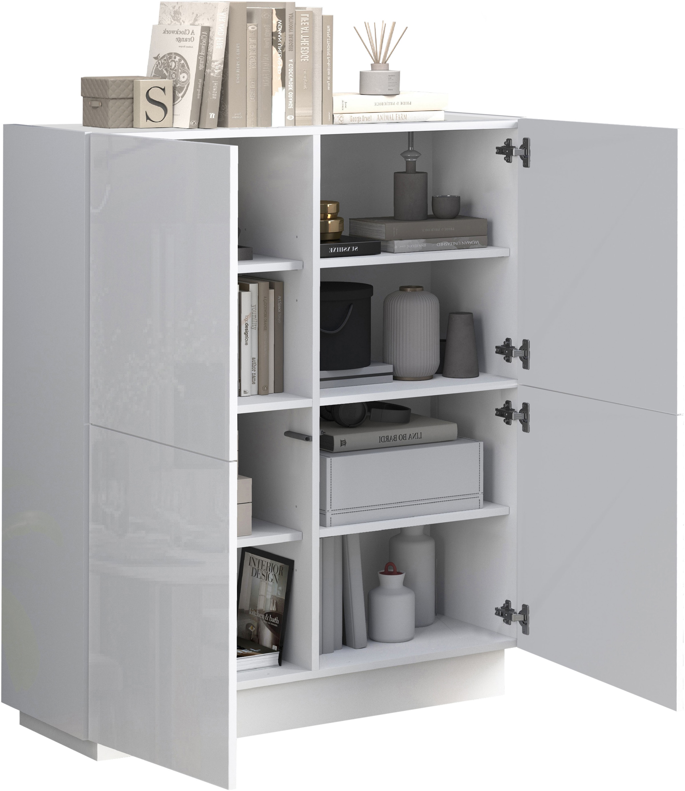 INOSIGN Highboard »VELA, Highboard, Höhe 120 cm,Design mit schrägen Türen«, (1 St.), Made in Italy, Maße-B/T/H: 100x35x120,hohes Sideboard,Anrichte,Kommode