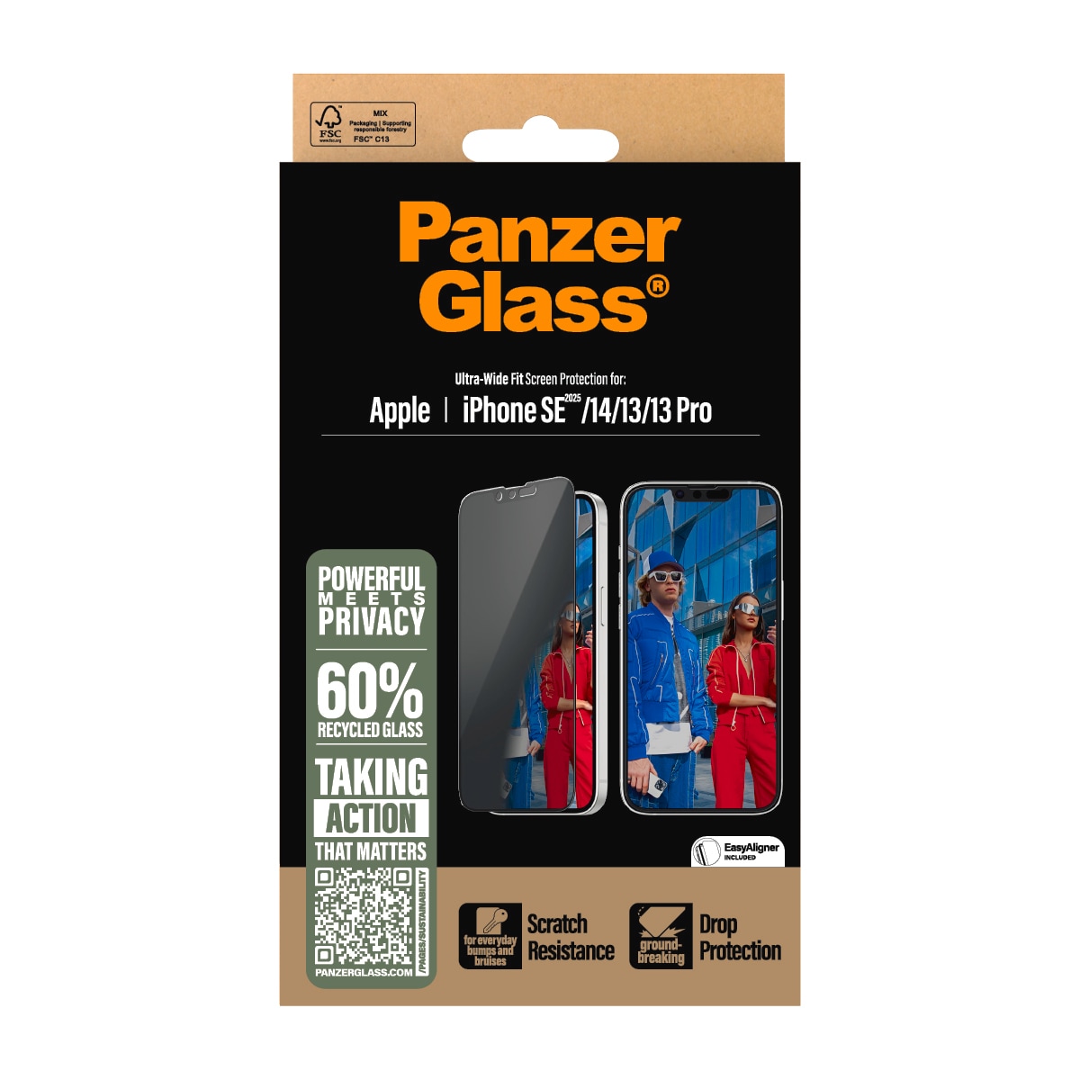 CARE by PanzerGlass Displayschutzglas »Ultra-Wide Fit Privacy Screen Protection«, für Apple iPhone 16e-Apple iPhone 14-Apple iPhone 13/13 Pro, Displayschutzfolie, Schutzfolie, Bildschirmschutz, kratz- & stoßfest