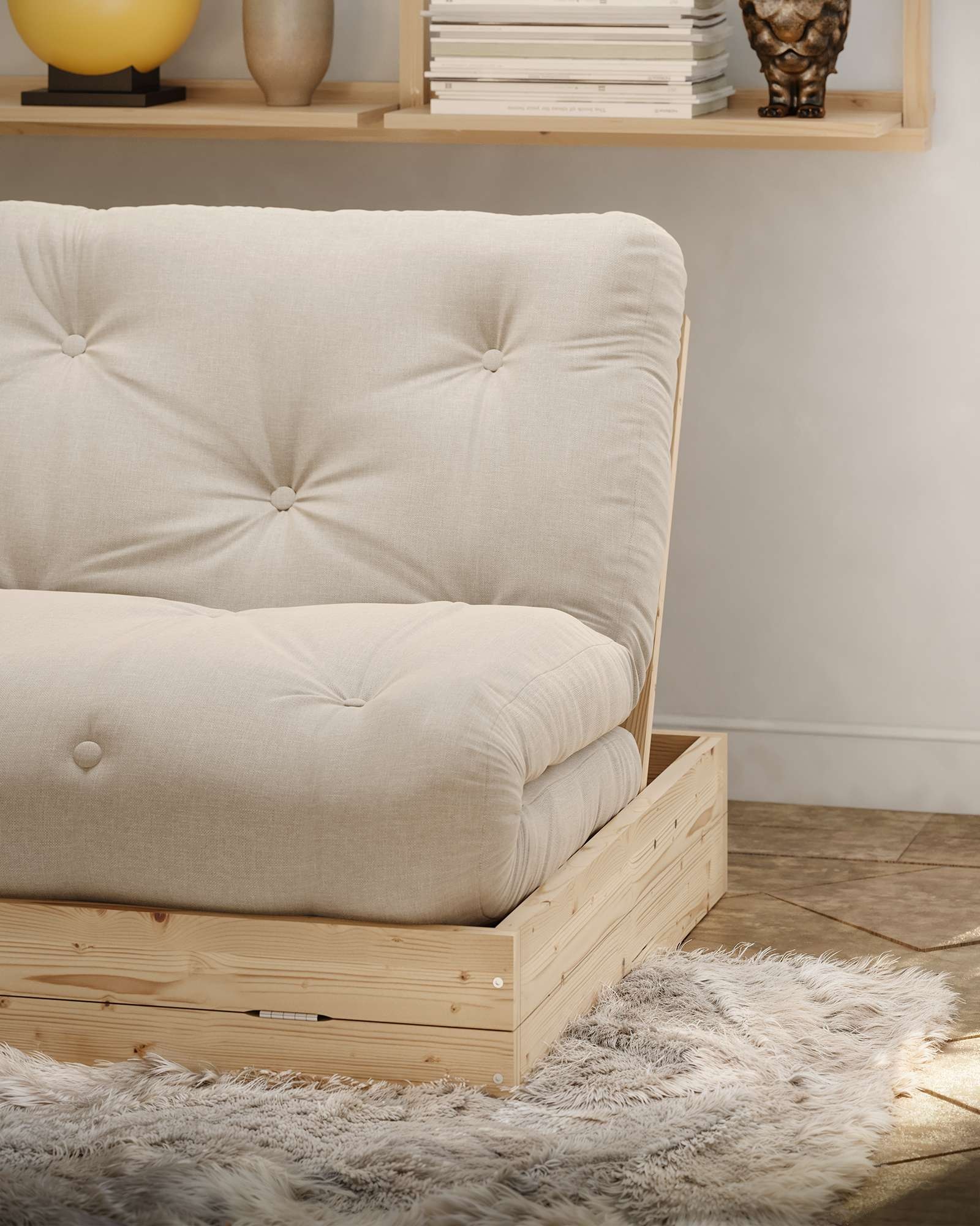 Karup Design Schlafsofa »Flip Sofabed, Made in Europe, mehrere Farben, vielseitig einsetzbar«, (B/H/T Sofa: ca 145 x 83 x 98,5 cm, Bett: ca 145 x 21 x 200 cm), inkl. handgefertigte Futonmatratze, FSC®-zertifiziertes Massivholz