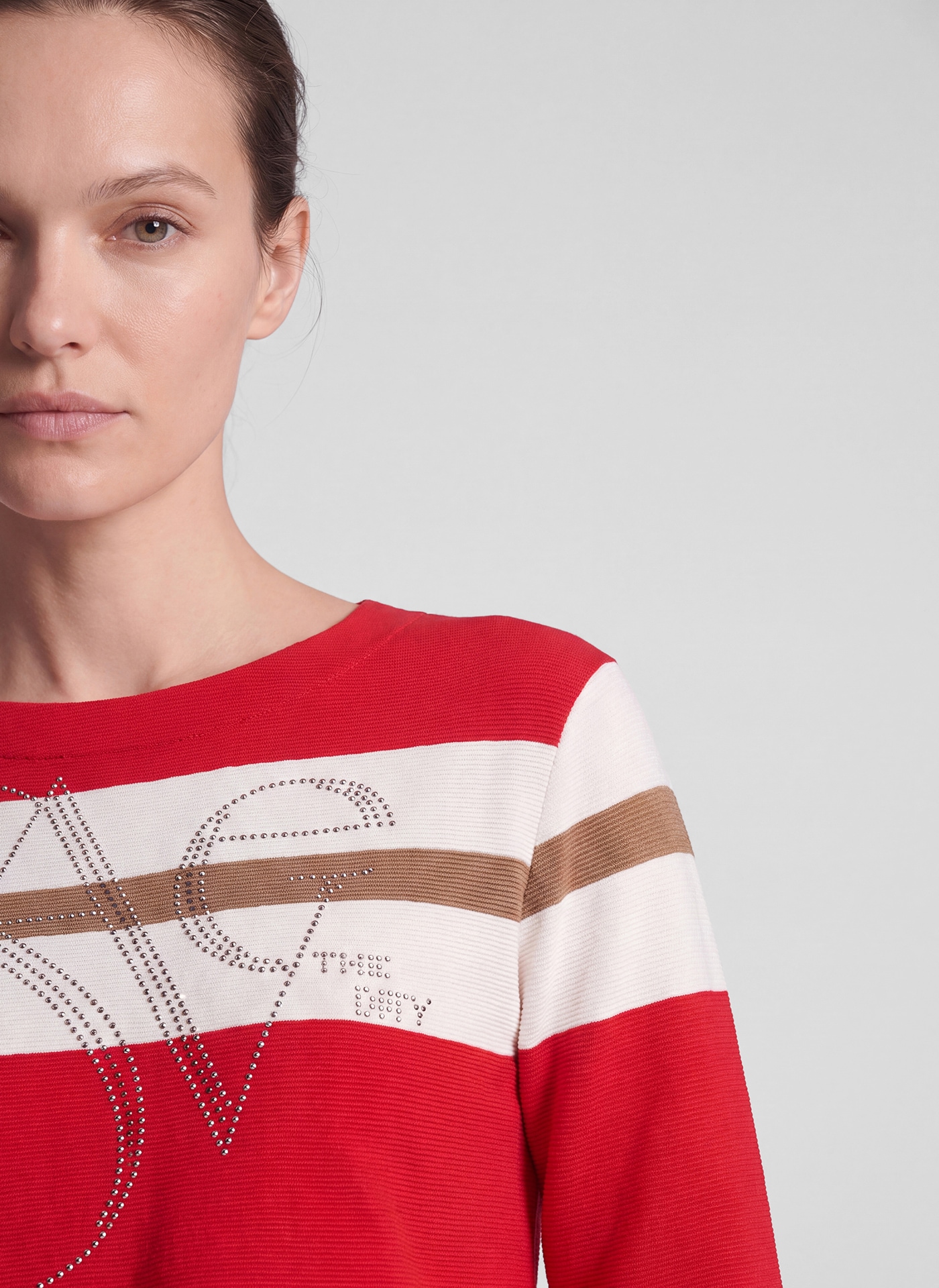Rabe 3/4-Arm-Shirt mit Streifen und Glitzersteinen