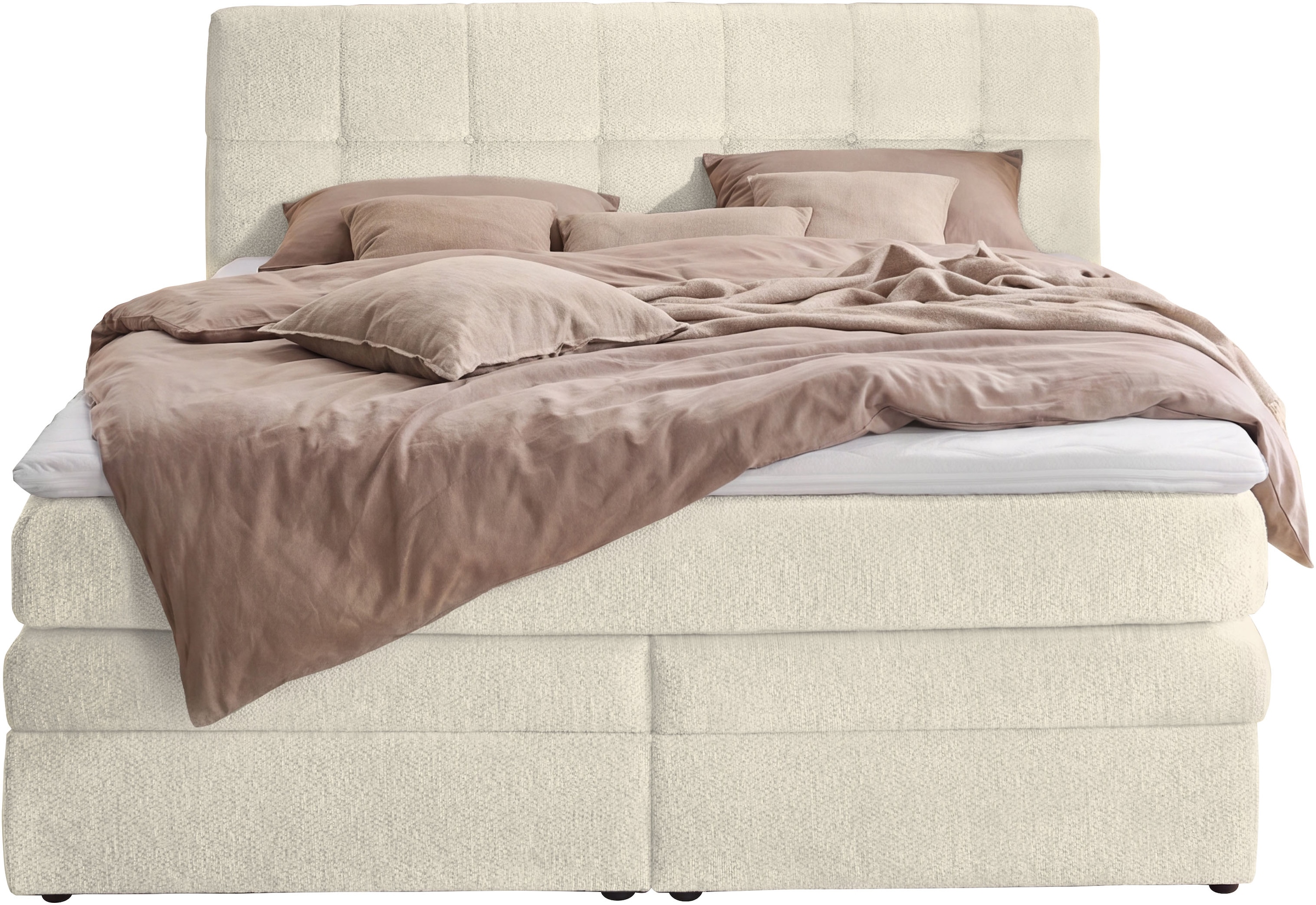 Jockenhöfer Gruppe Boxspringbett »AMY mit Bettkasten, inkl. Taschenfederkernmatratze Härtegrad H3-H4« mit 6 cm Kaltschaum-Topper, Chenille-Bezug, 180x200 und 200x200 cm