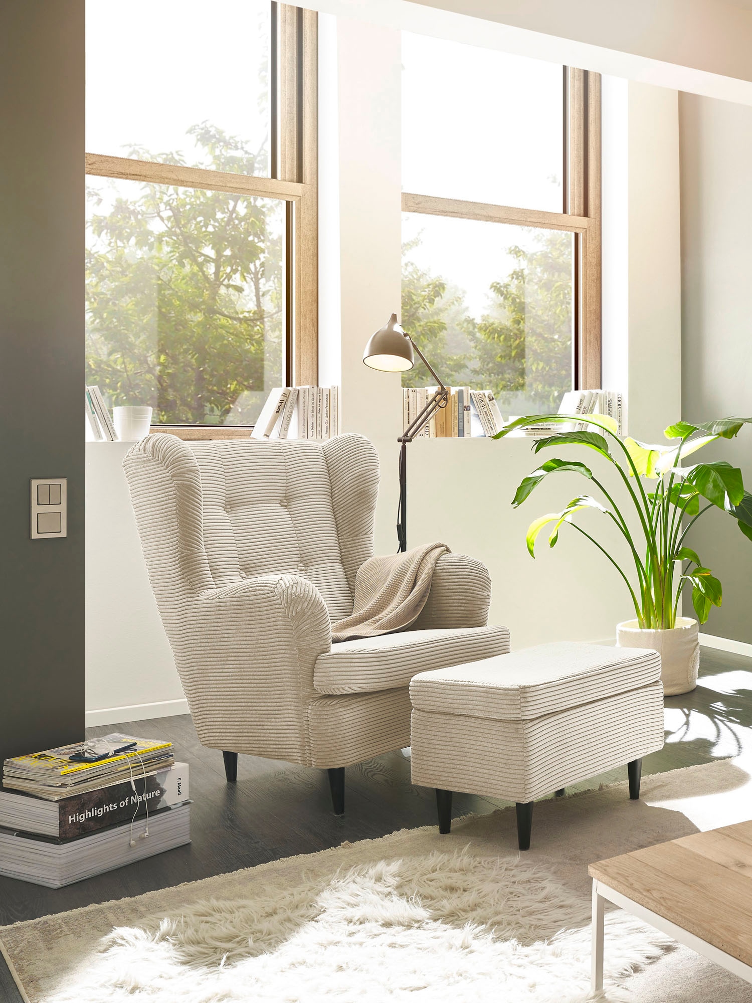 ED EXCITING DESIGN Hocker »Oskar«, mit Massivholzfüßen günstig online kaufen