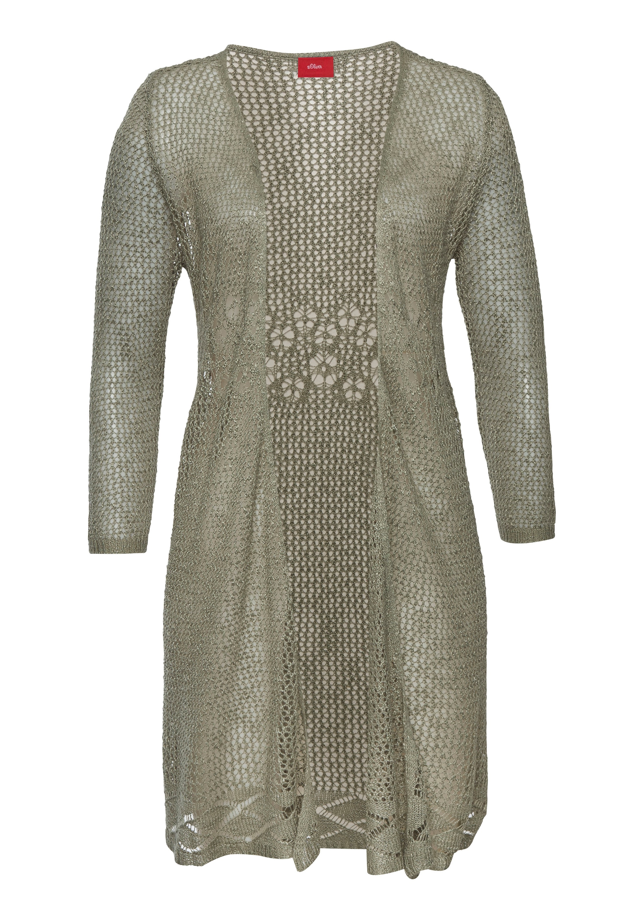 s.Oliver Strickjacke, mit Ajourmuster, Häkeloptik, Strandmode