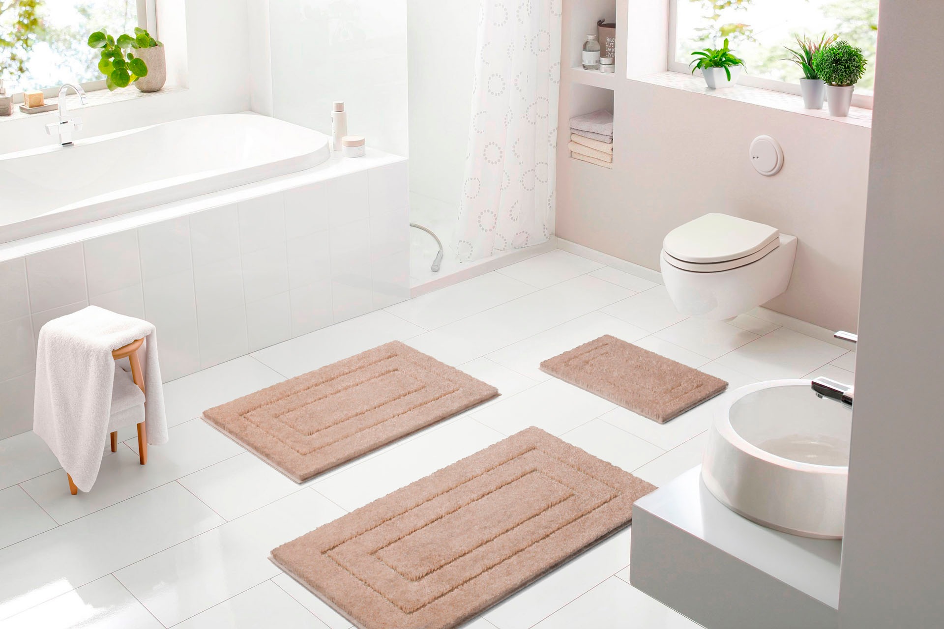 my home Badematte »Eliane«, rutschhemmend beschichtet, strapazierfähig, Bad günstig online kaufen