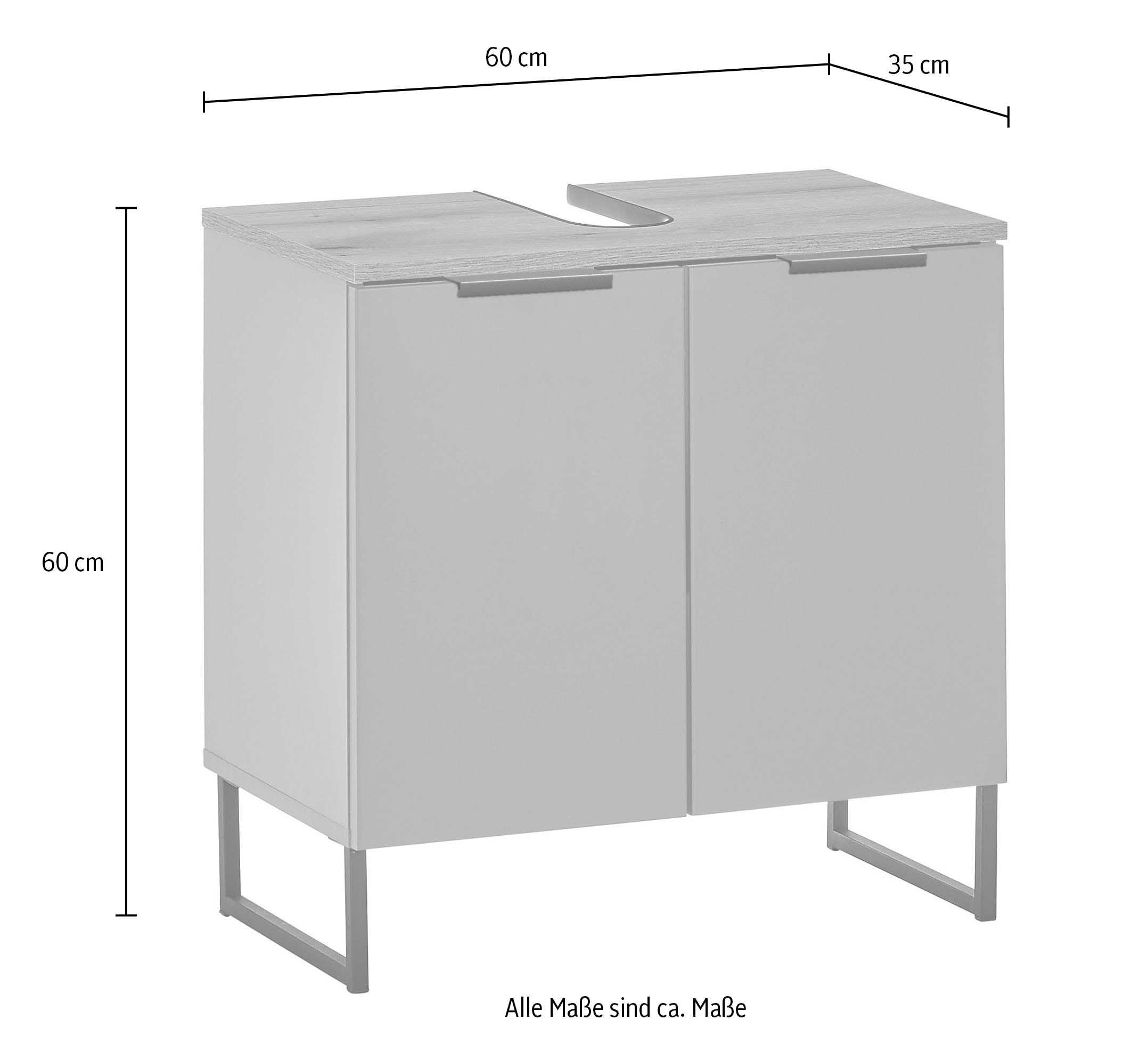 BASIC by Balculina Waschbeckenunterschrank »Denver Waschbeckenunterschrank, Badezimmerschrank 60x60x35«, (1 St.), Breite 60 cm, Tür L/R montierbar, Softclose