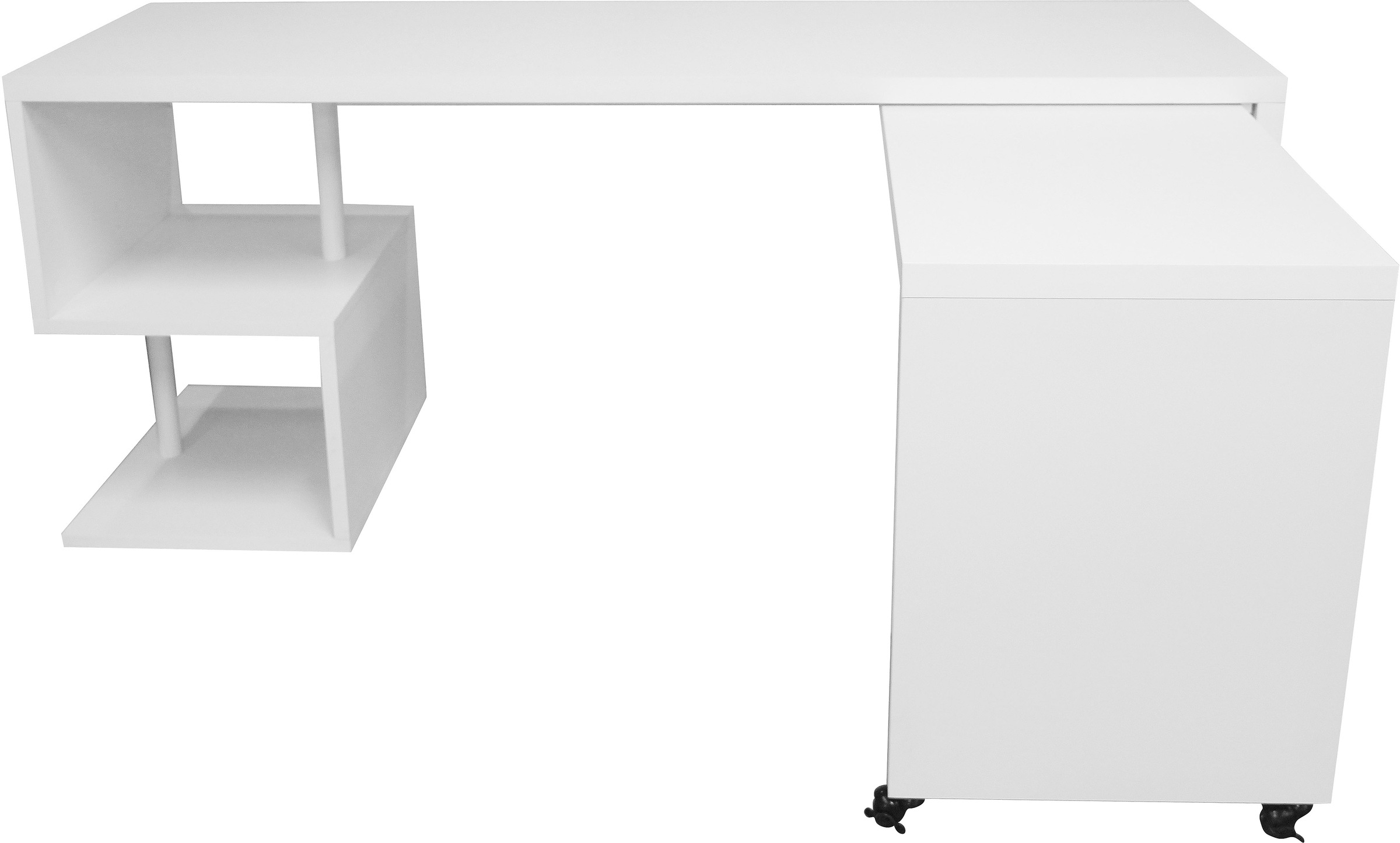 Places of Style Schreibtisch »Lopar, Eckschreibtisch«, rollbares Tischelement, großzügige Arbeitsfläche, Winkel 180x129 cm