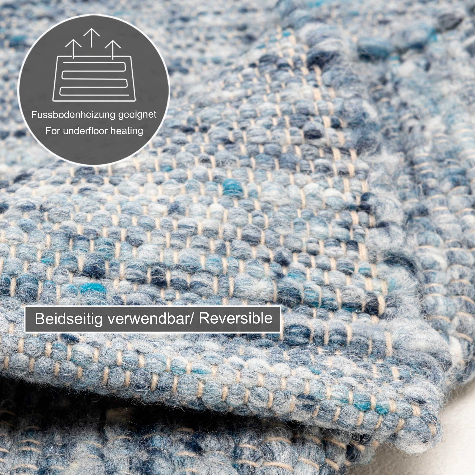 THEKO Wollteppich »Alm Freude« rechteckig 12 mm Höhe Handweb Teppich, reine Wolle, meliert, handgewebt, Wendeteppich