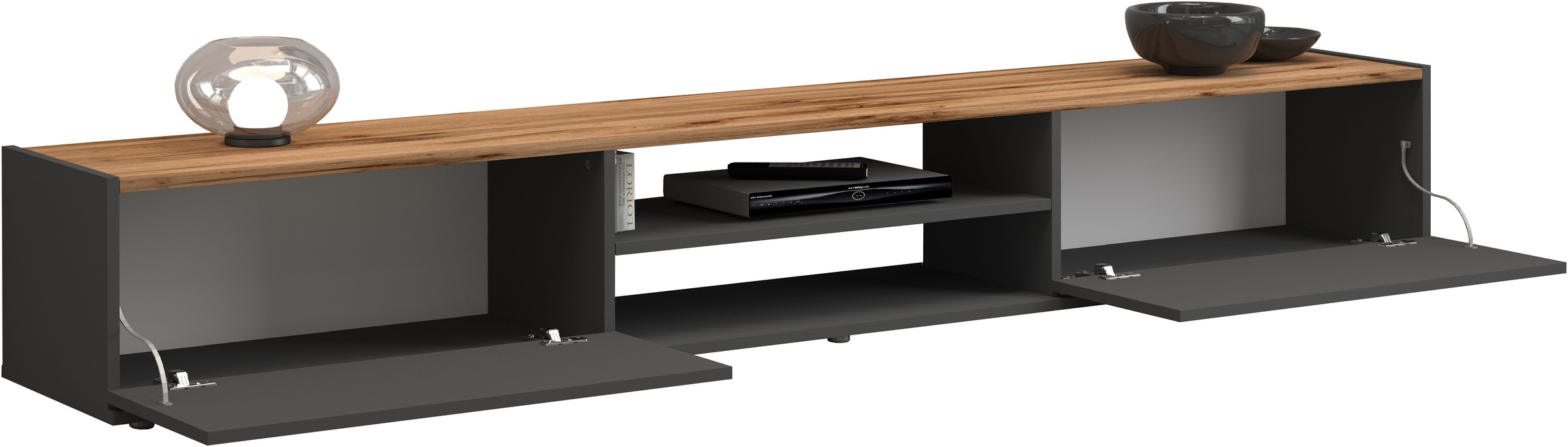INOSIGN Lowboard »Garda,Lowboard,TV-Kommode,TV-Möbel,TV-Bank«, stehend und hängend mit 2 Klappen, 1 Einlegeboden, Breite 210 cm