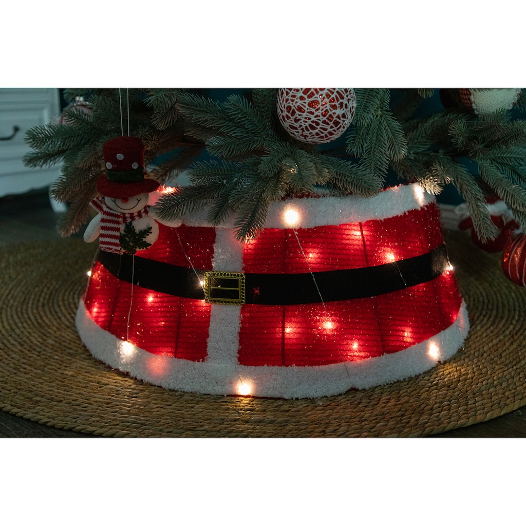 Myflair Möbel & Accessoires Christbaumständer »Weihnachtsdeko rot, Christbaumschmuck«, (1 tlg.), Verkeidung, mit warmweißen LED's