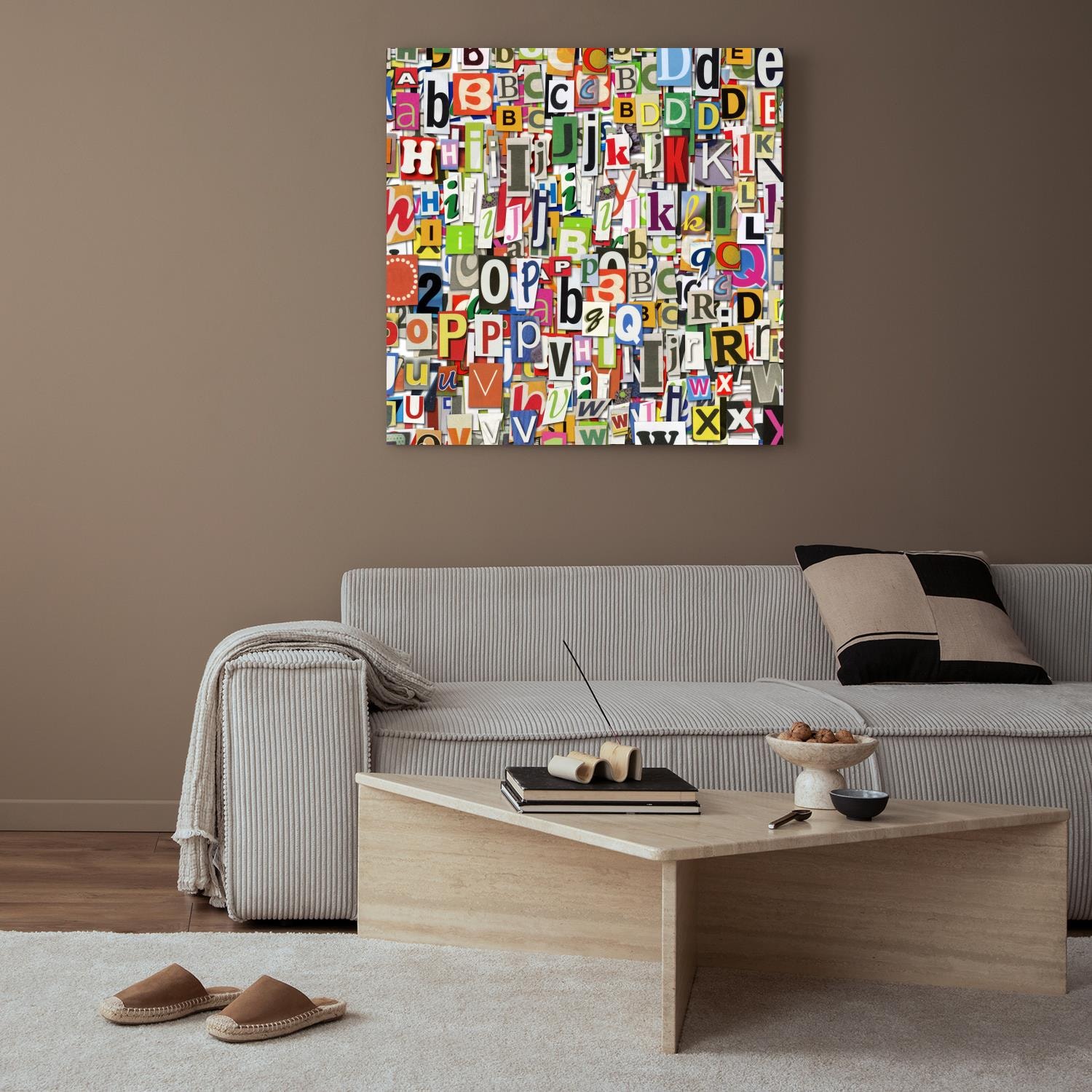 QUEENCE XXL-Wandbild »Akustikbild Buchstaben« Buchstaben Zahlen 1 Stk. tlg. Einfache Akustiklösung ohne Baumaßnahme, Schalldämmung, Paneele Farbe...