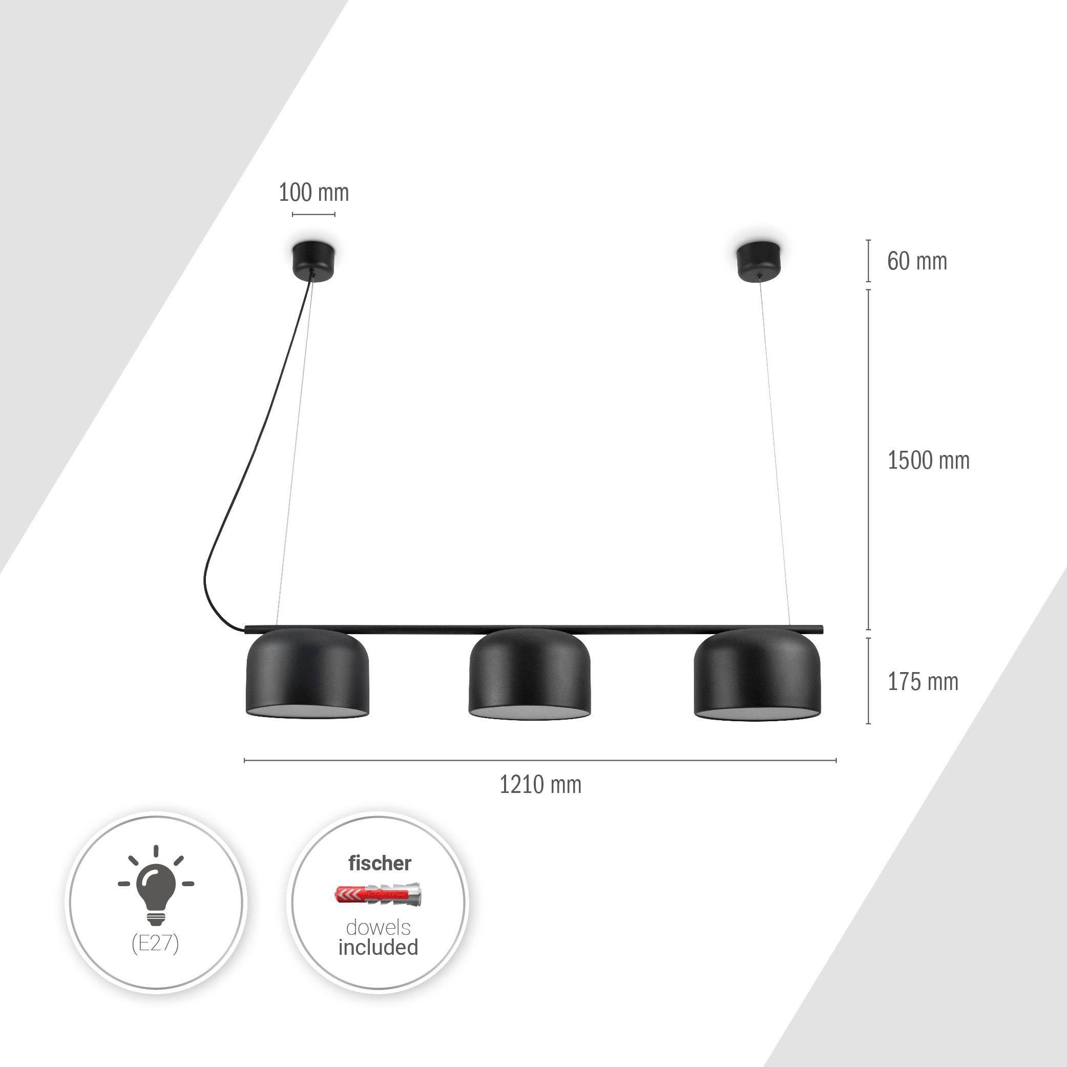 Paco Home Pendelleuchte »BOWL«, 3 flammig, Leuchtmittel E27 | ohne Leuchtmittel