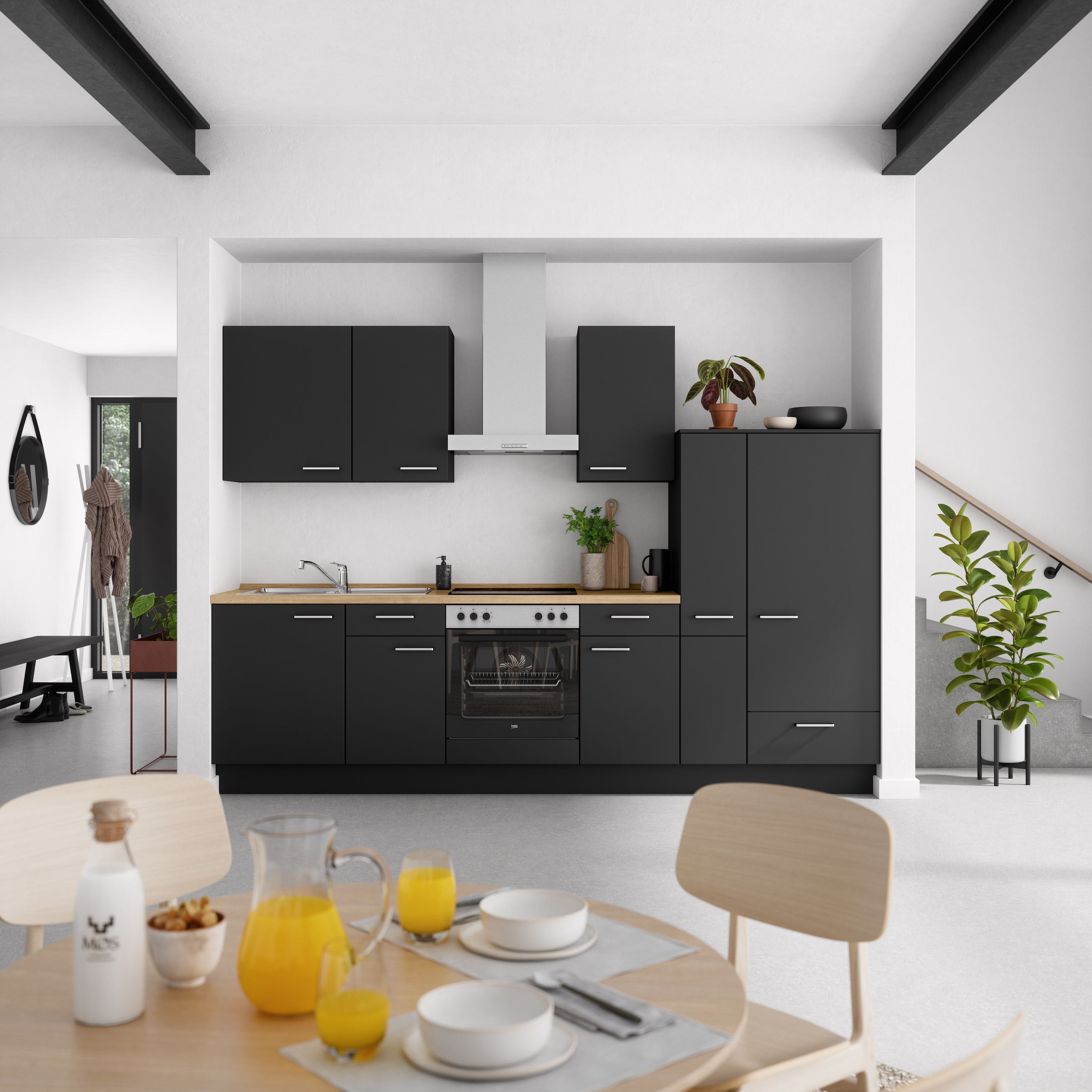 nobilia® Küchenzeile »"Touch I", NEU: individuell anpassbar mit gratis Profi-Beratung« vormontiert, Breite 300 cm, Ausrichtung wählbar, wahlw. mit E-Geräten