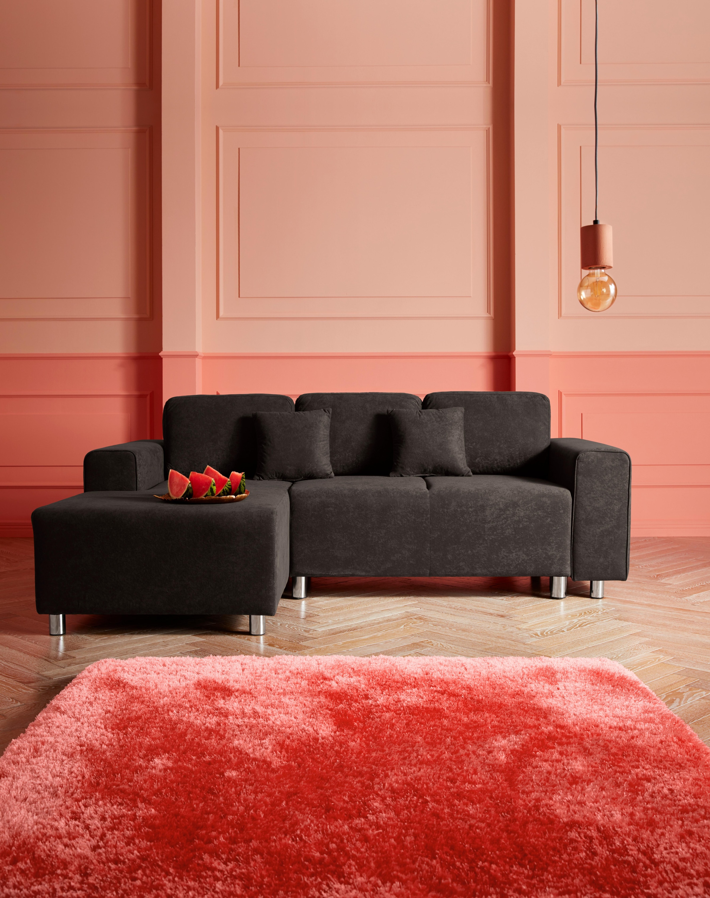 Home affaire Ecksofa »Györ« L-Form, wahlweise mit Bettfunktion und Bettkasten incl. 2 Zierkissen