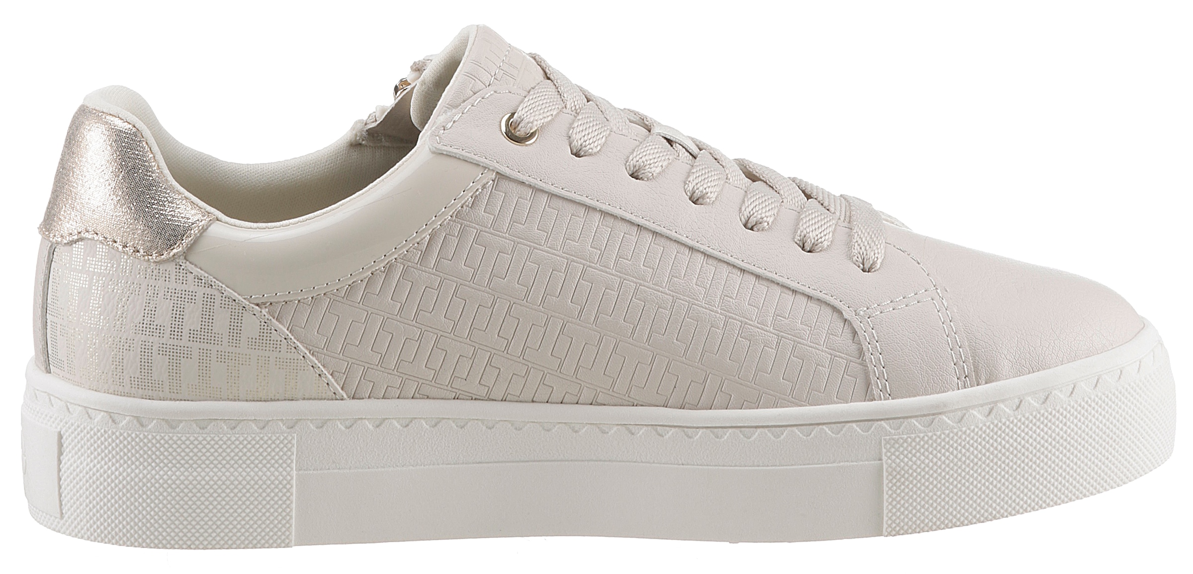 Tamaris Plateausneaker, Freizeitschuh, Halbschuh, Schnürer mit Besätzen und Glitzerdetails