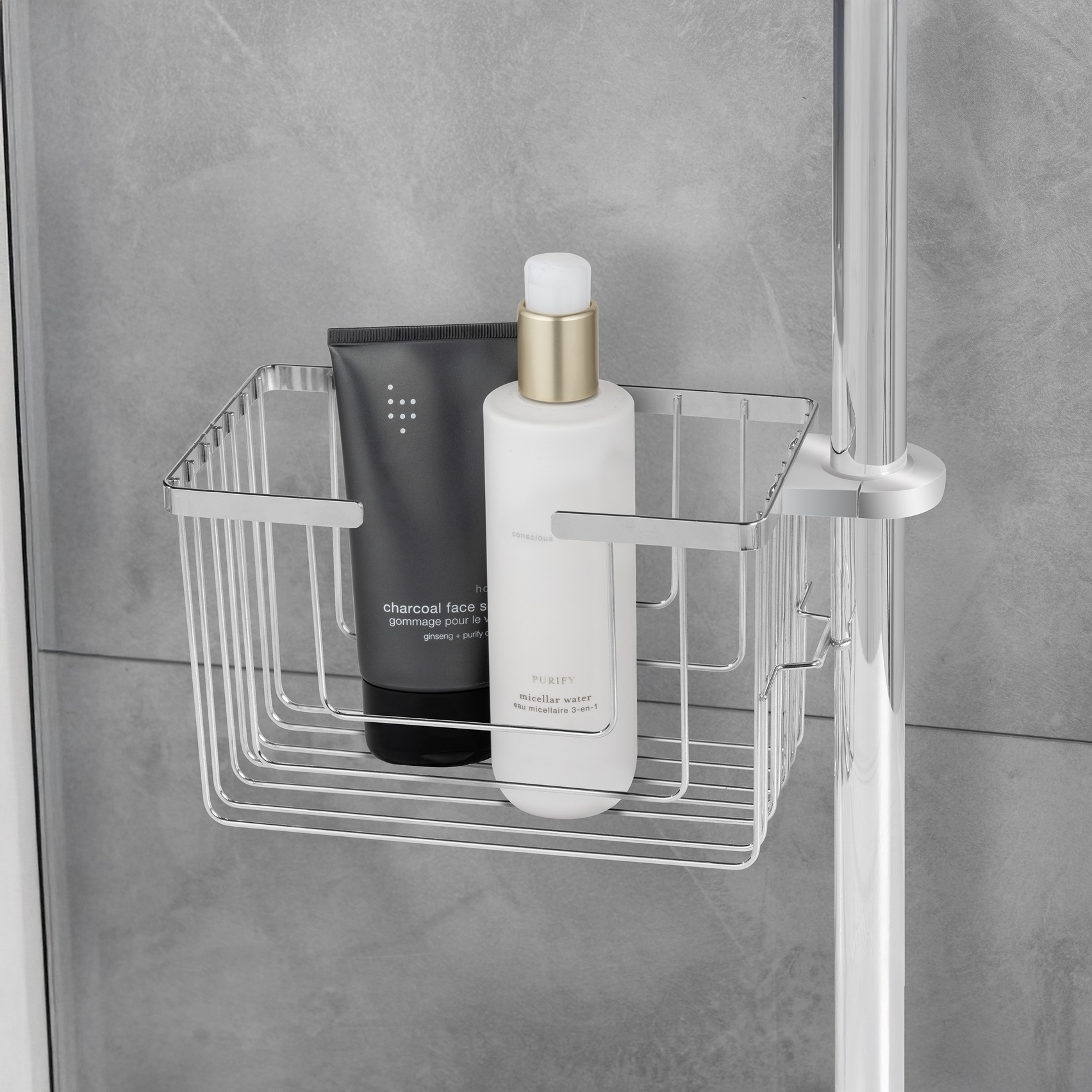 WENKO Duschablage »Valognes« Duschstangencaddy aus rostfreiem Edelstahl, Montage ohne Bohren