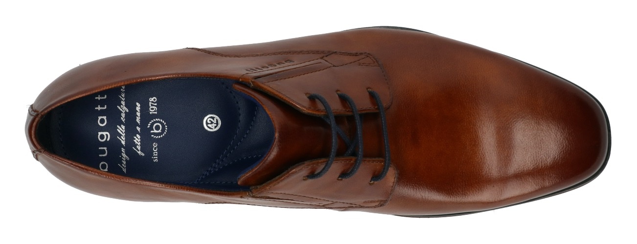 bugatti Schnürschuh  Anzugschuh, Business Schuh mit Logoschriftzug mit feinem Blockabsatz