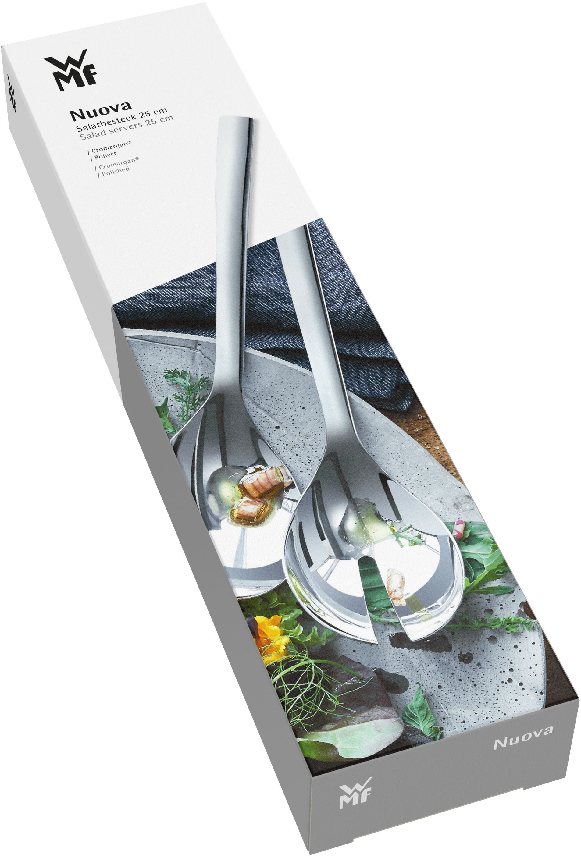 WMF Salatbesteck »Nuova«, (Set, 2 tlg.), 2-tlg., 25 cm, Cromargan Edelstahl rostfrei 18/10, Geschenkverpackung