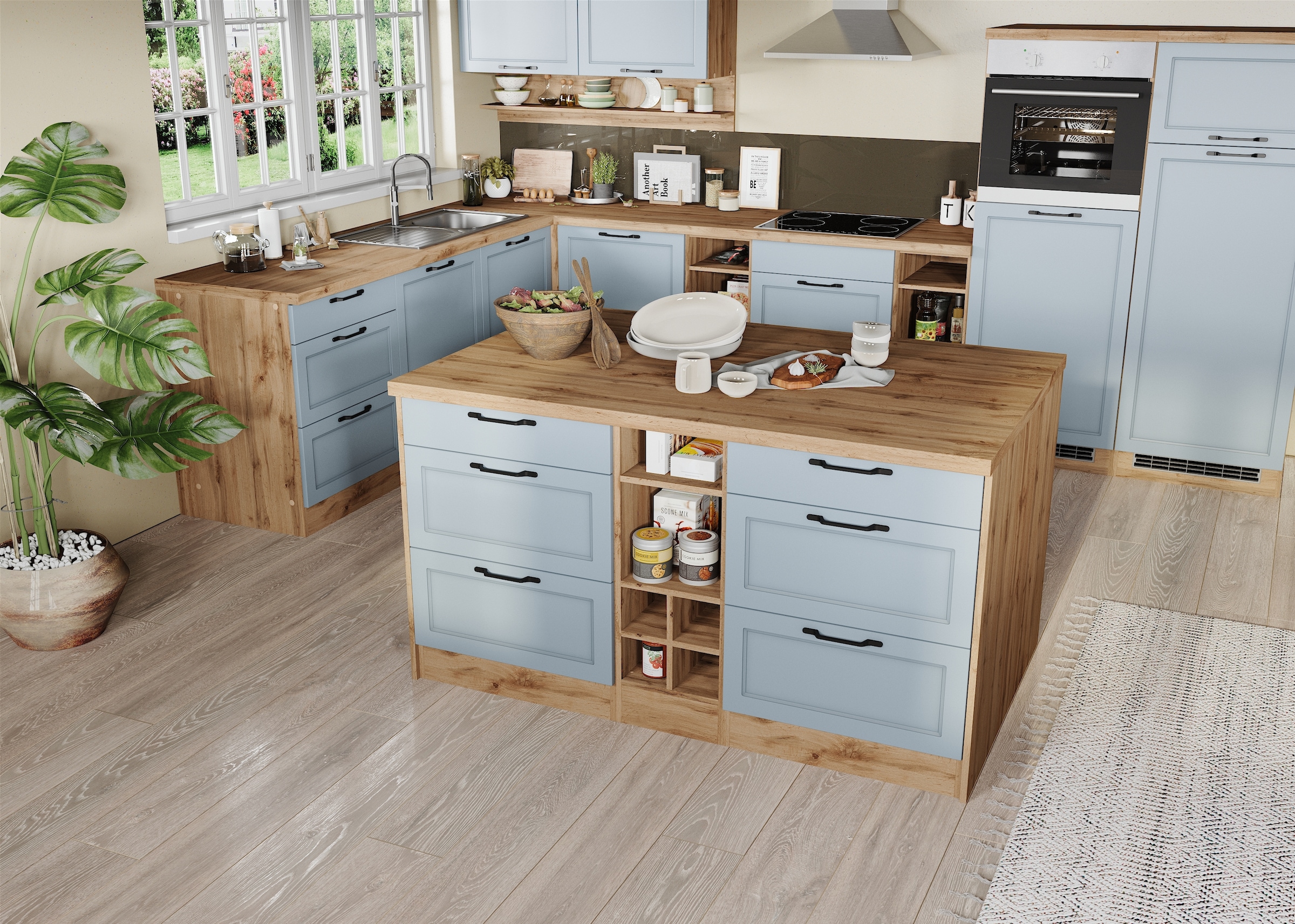 KOCHSTATION Kücheninsel »KS-Lana, Breite 153 cm«, MDF-Fronten, Arbeitsplatte 38mm stark