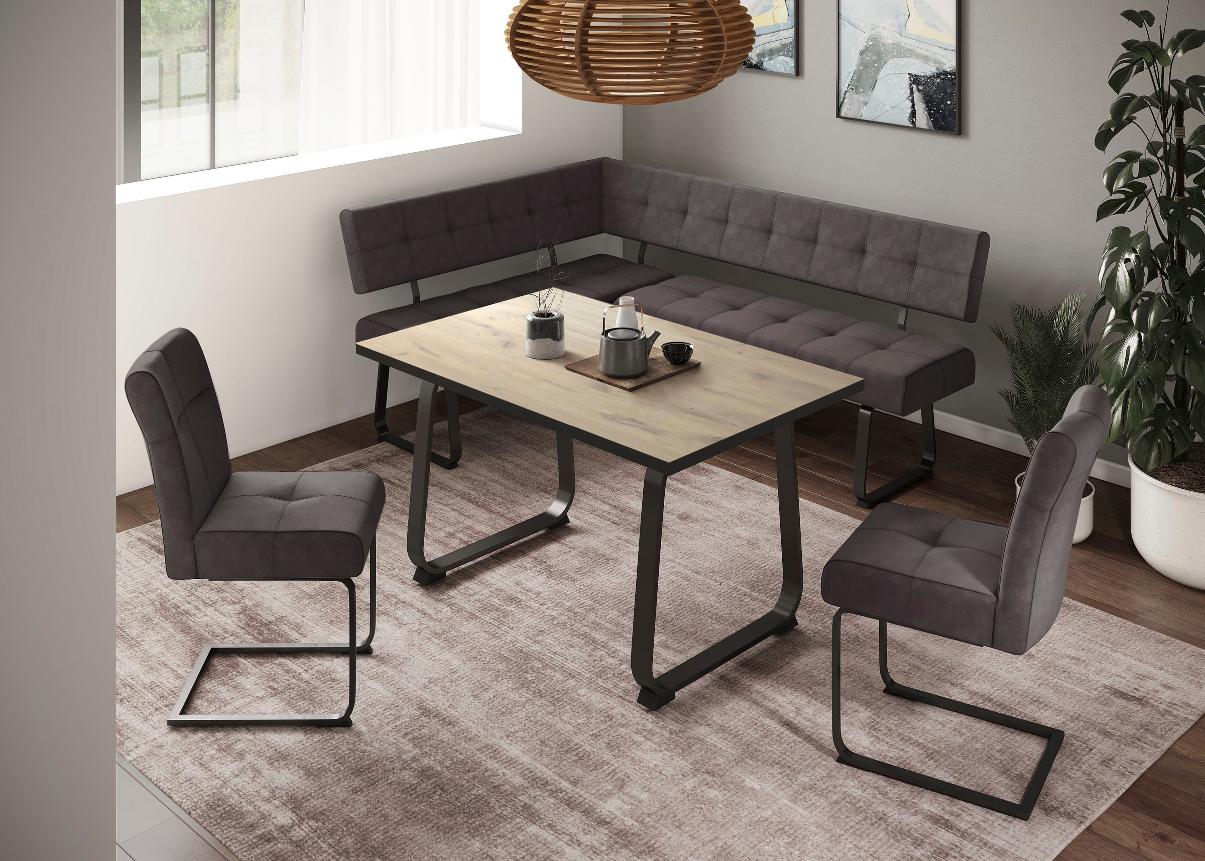 HELA Essgruppe »RUHR«, (4 tlg.), Kufentisch 140x90 cm, Schwingstuhl und Ban günstig online kaufen