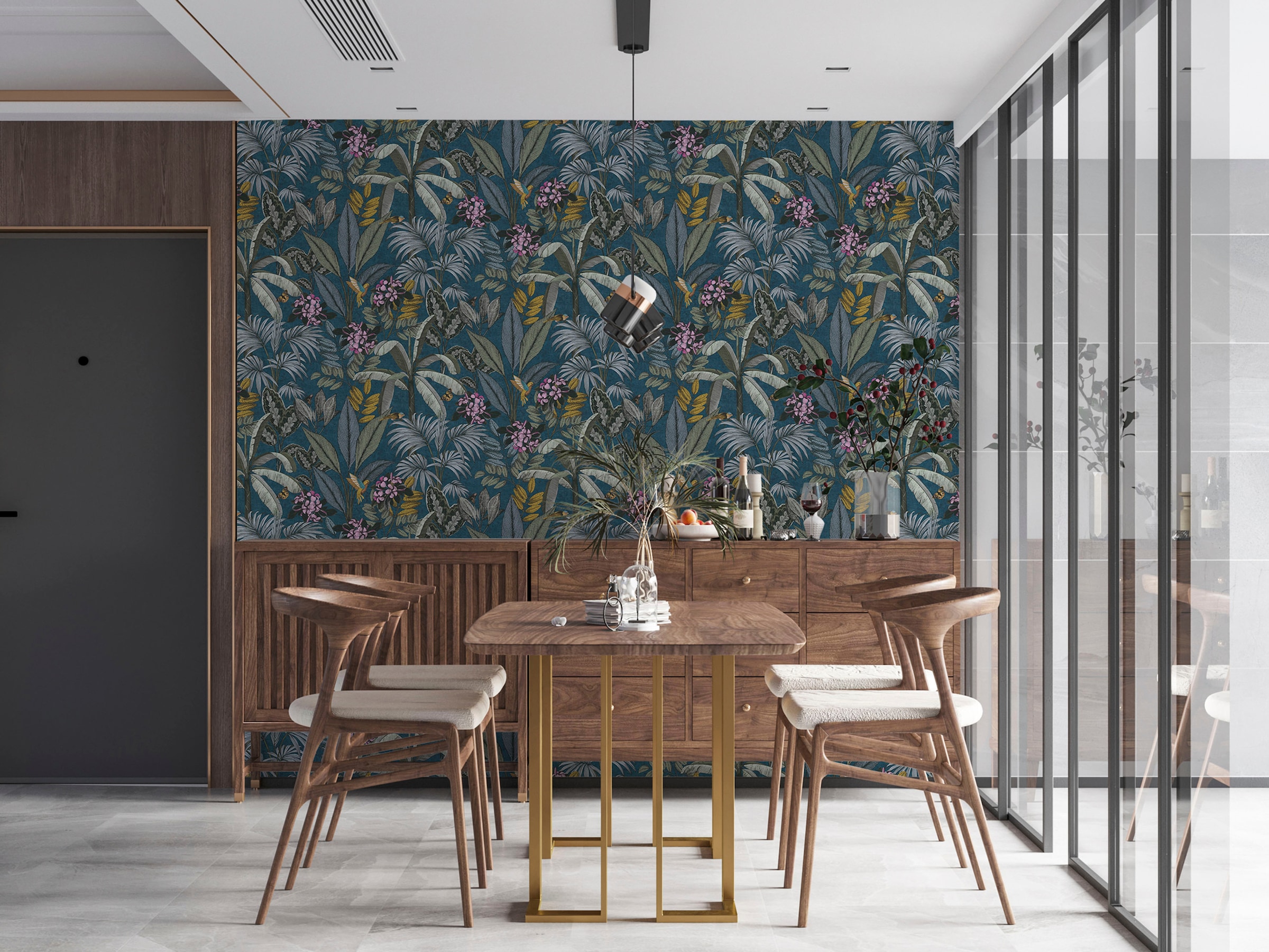 A.S. Création Vliestapete »PintWalls Dschungeltapete Floral«, matt-gemustert-neutral, Blätter Tapeten Wohnzimmer Schlafzimmer Küche modern Design Wandtapete