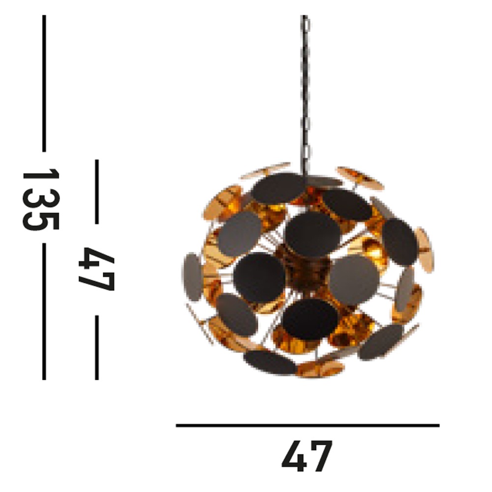 Searchlight Hängeleuchte »Discus 4Lt Pendant  - Black Metal, Black & Gold PC Discs« E14 1 Stk.