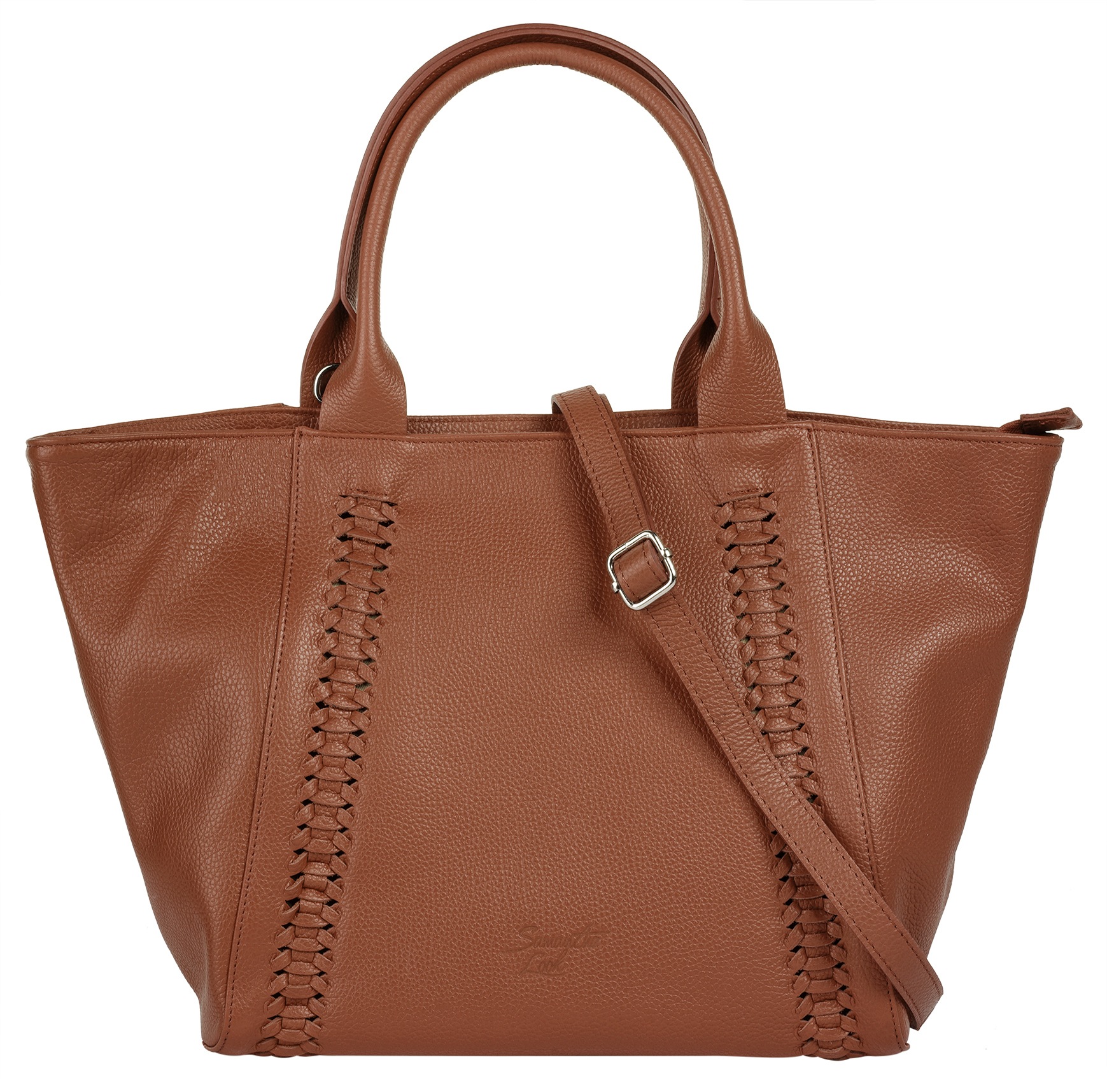 Shopper, echt Leder, Made in Italy, Gr. B/H/T: 32 cm x 22 cm x 9 cm onesize, cognac