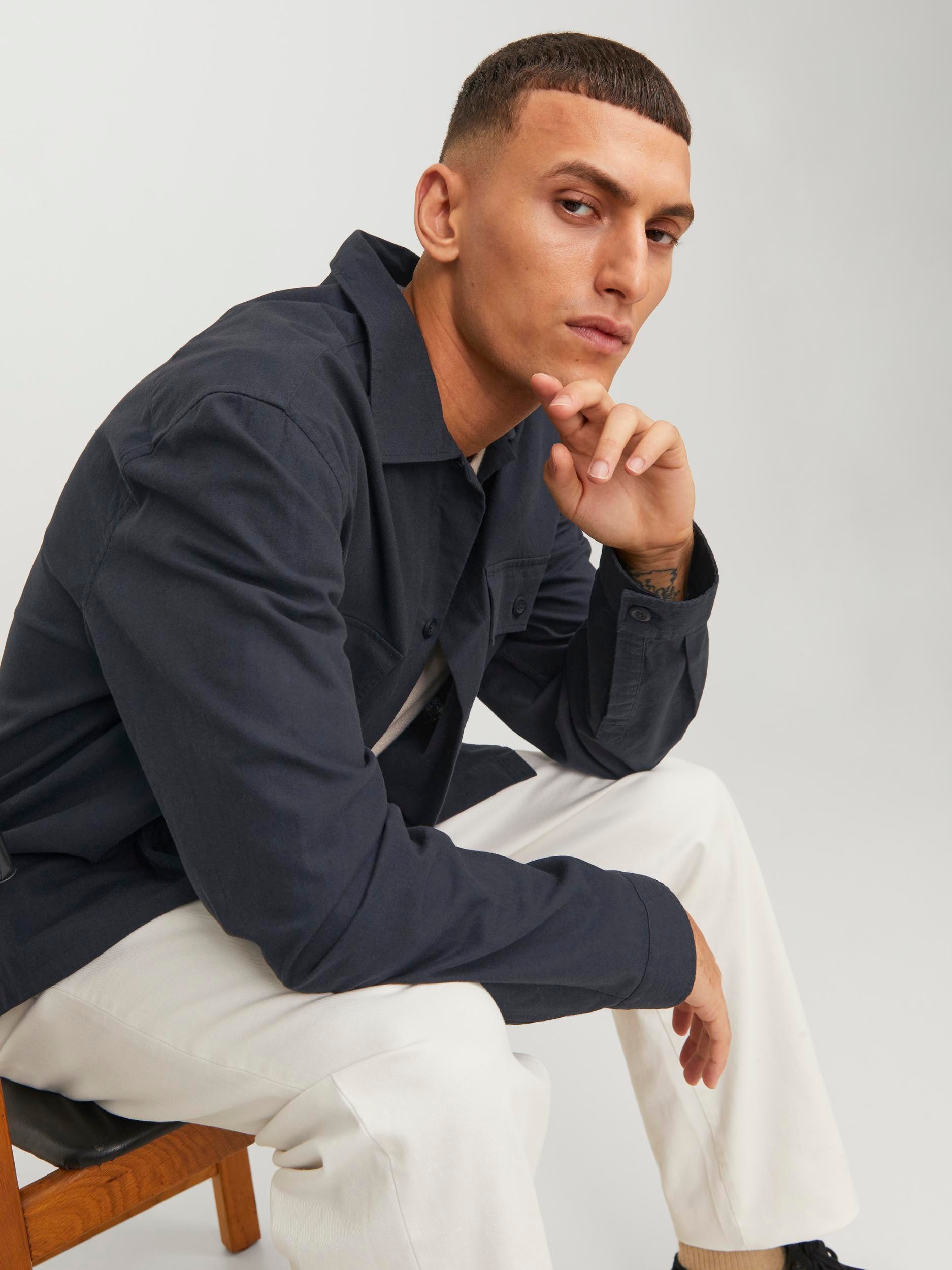 Jack & Jones Langarmhemd »JJEVENICE LINEN BLEND OVERSHIRT LS SN«
