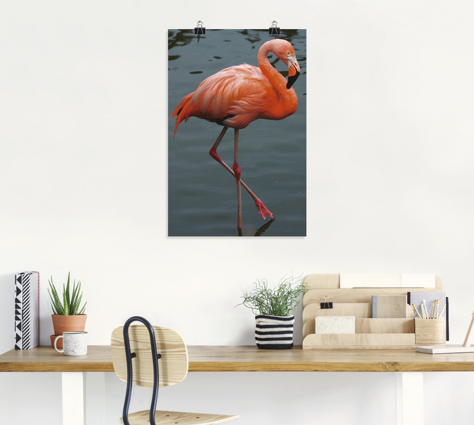 Artland Wandbild »Flamingo Balance«, Vögel, (1 St.), als Leinwandbild, Wandaufkleber oder Poster in versch. Größen