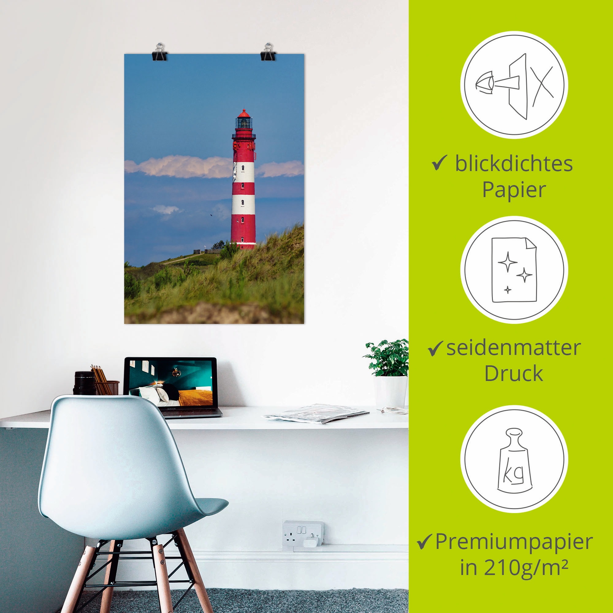 Artland Wandbild »Leuchtturm von Amrum«, Gebäude, (1 St.), als Leinwandbild, Poster in verschied. Größen