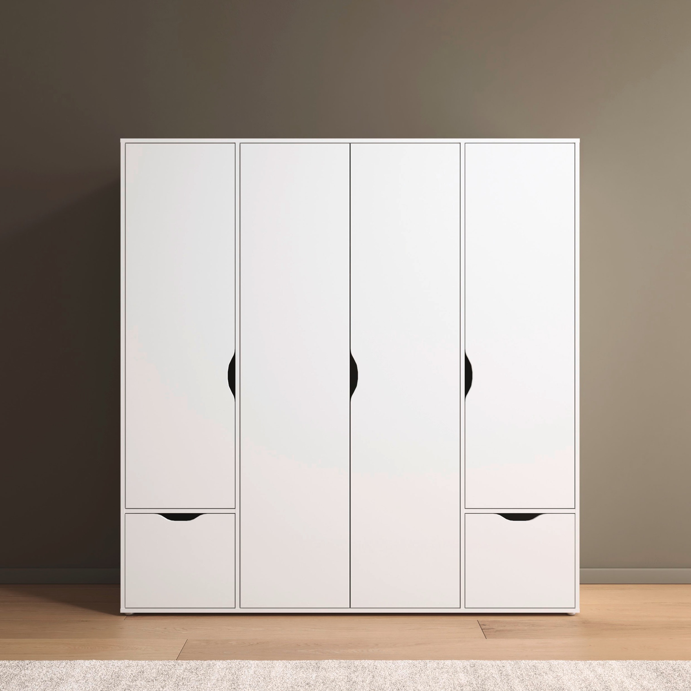 rauch Drehtürenschrank »Kleiderschrank Schrank Garderobe Wäscheschrank NARAI mit Schubladen«, (in 3 verschiedenen Ausstattungen BASIC/CLASSIC/PREMIUM), Griffausfräsungen für eine grifflose Optik TOPSELLER MADE IN GERMANY