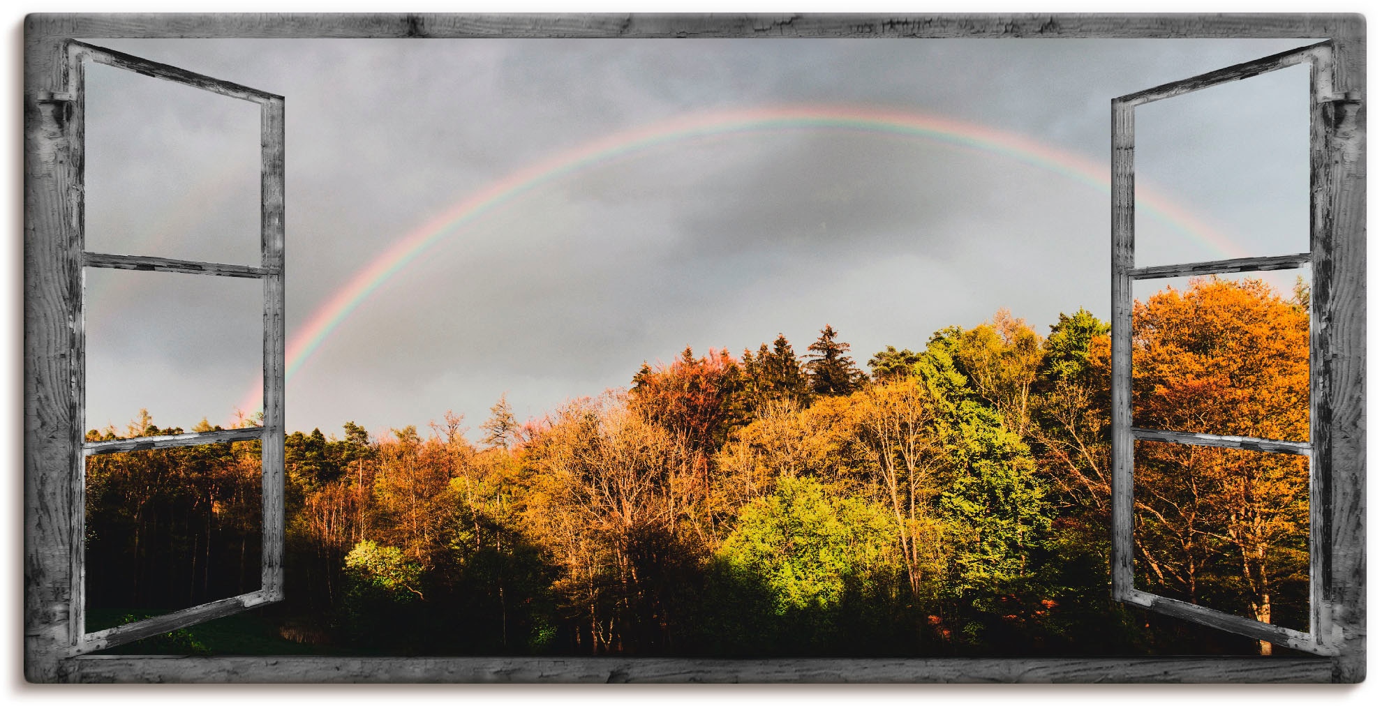 Artland Wandbild »Fensterblick - Regenbogen«, Fensterblick, (1 St.), als Le günstig online kaufen