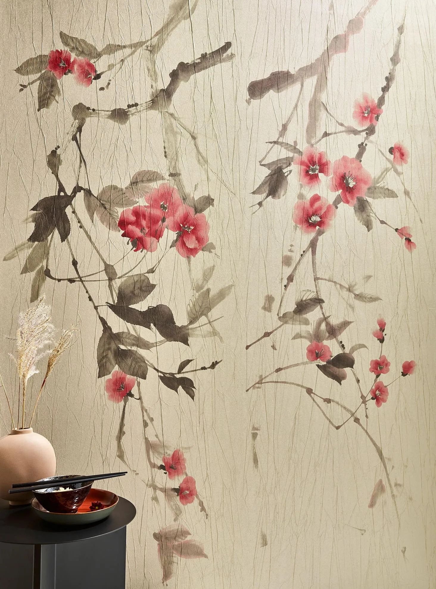 Marburg Vliestapete Blumen Crushed-Optik Modern 270 cm x 140 cm Gold günstig online kaufen