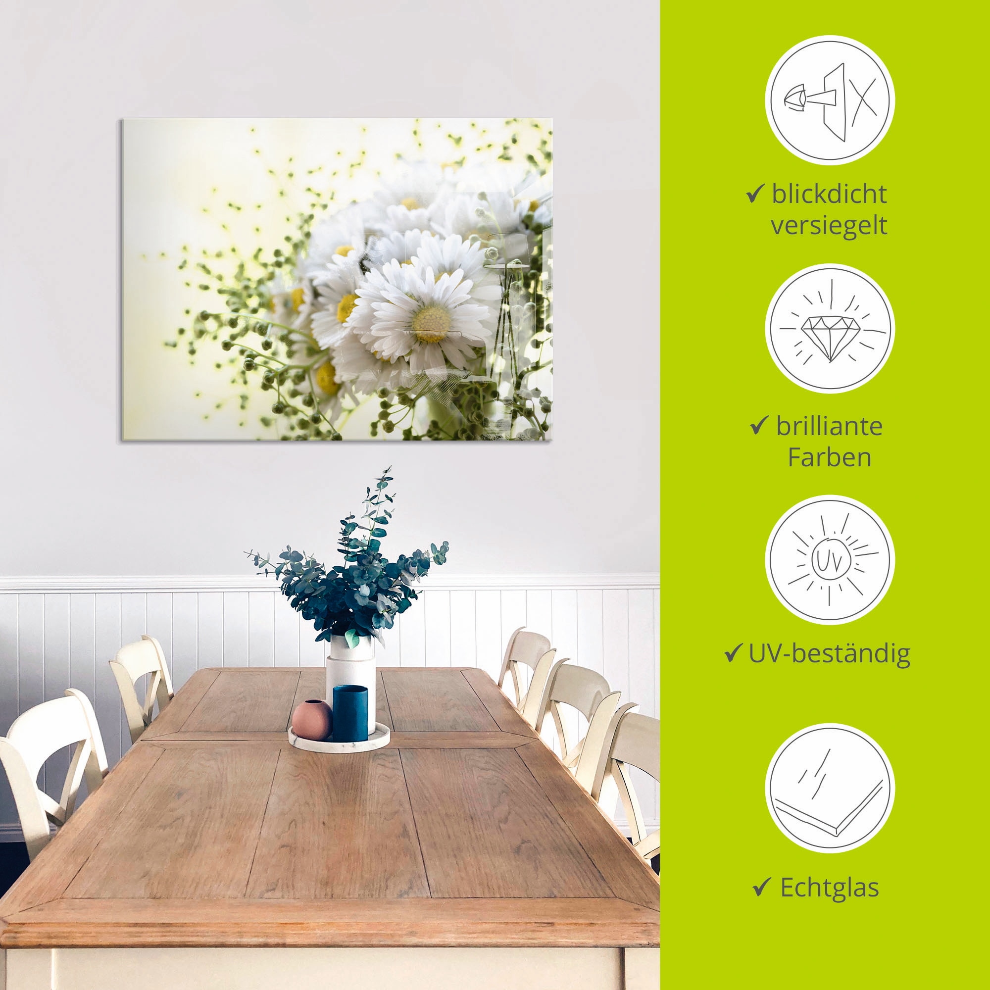 Artland Glasbild »Gänseblümchen und Hofstaat« Blumen 1 Stk. tlg. in verschiedenen Größen