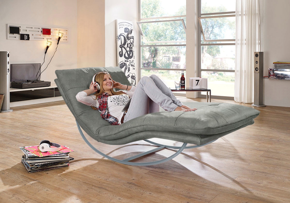 W.SCHILLIG Relaxliege »daily dreams«, in Waffelkissen-Optik, Schaukelgestell silber matt, in 2 Breiten