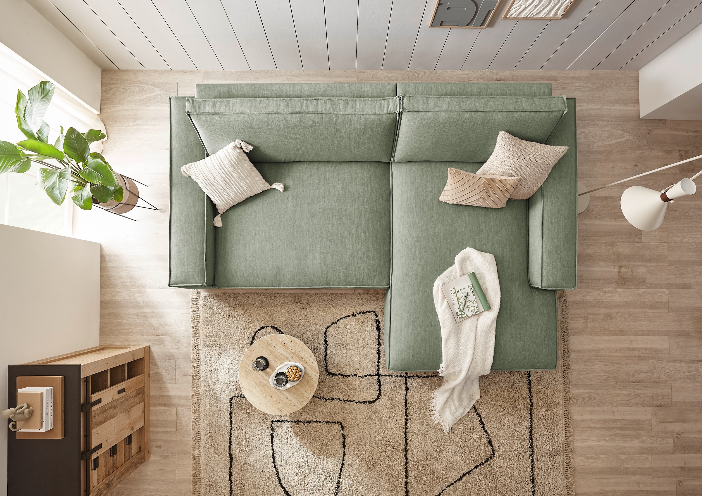 Home affaire Ecksofa »NEU: SHERWOODL XXL 284, Big-Sofa L-Form, tiefe Sitzfläche 95 cm, Cord,«, Leinenoptik, Recamiere rechts/links, auch als Schlafsofa stellbar