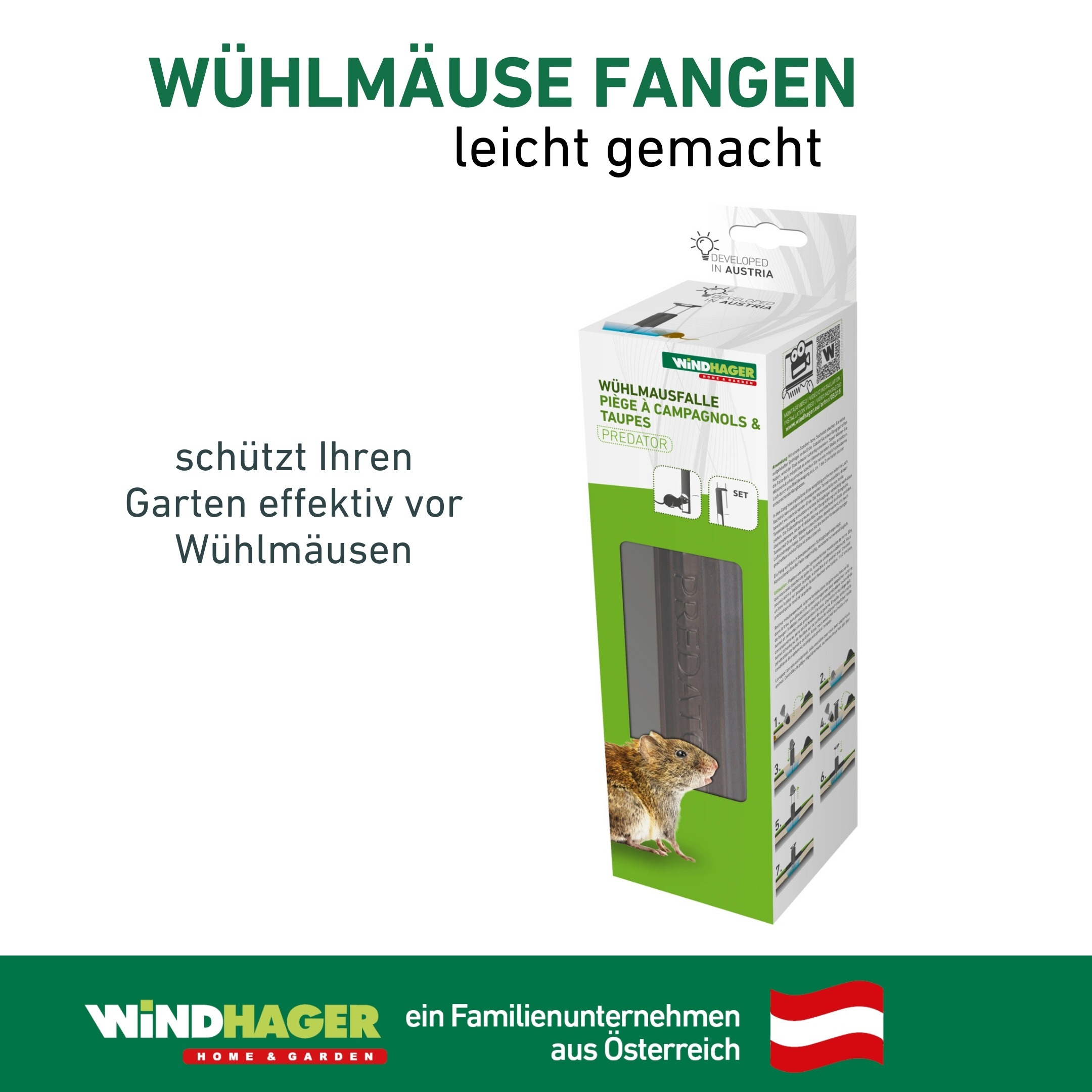 Windhager Schlagfalle »Wühlmausfalle Predator, wiederverwendbare Lebendfalle« Wühlmausbekämpfung robust und langlebig, schwarz
