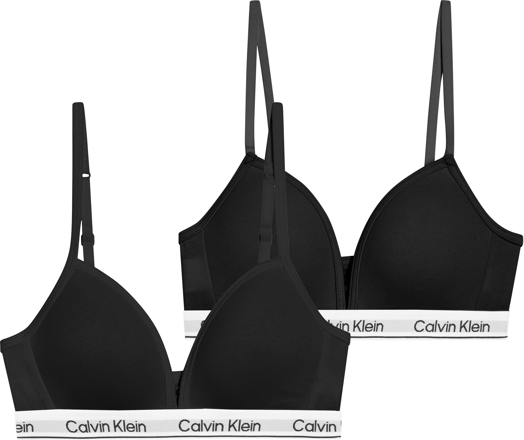 CALVIN KLEIN UNDERWEAR Triangel-BH »2PK TRIANGLE« Packung, 2er-Pack, 2 Stk. tlg., mit Logobund schwarz 140/146 - N-Gr N-Gr 140/146 2er-Pack...