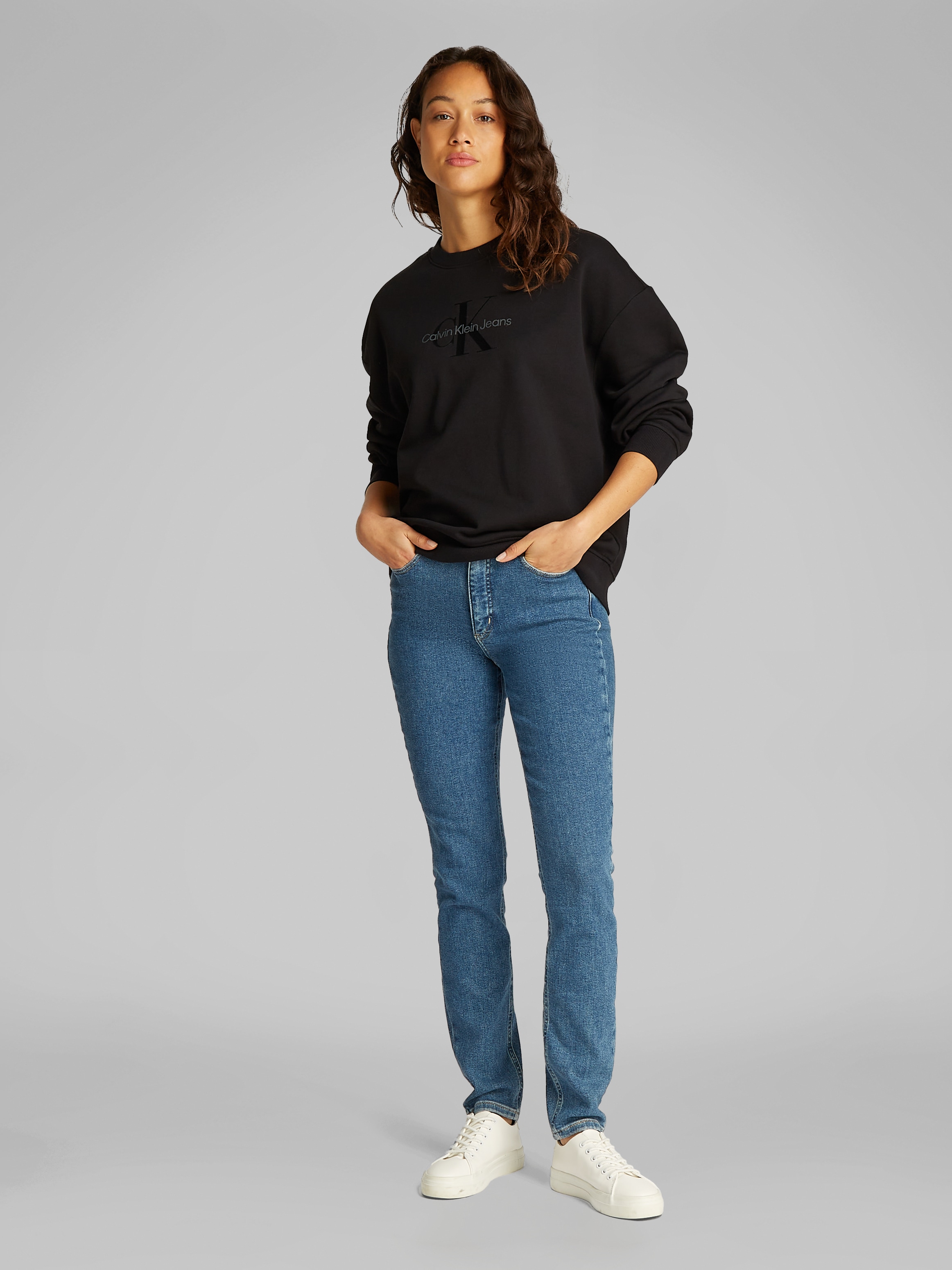 Calvin Klein Jeans Sweatshirt »GLOSSY MONOLOGO REGULAR CREWNECK«, mit Logodruck