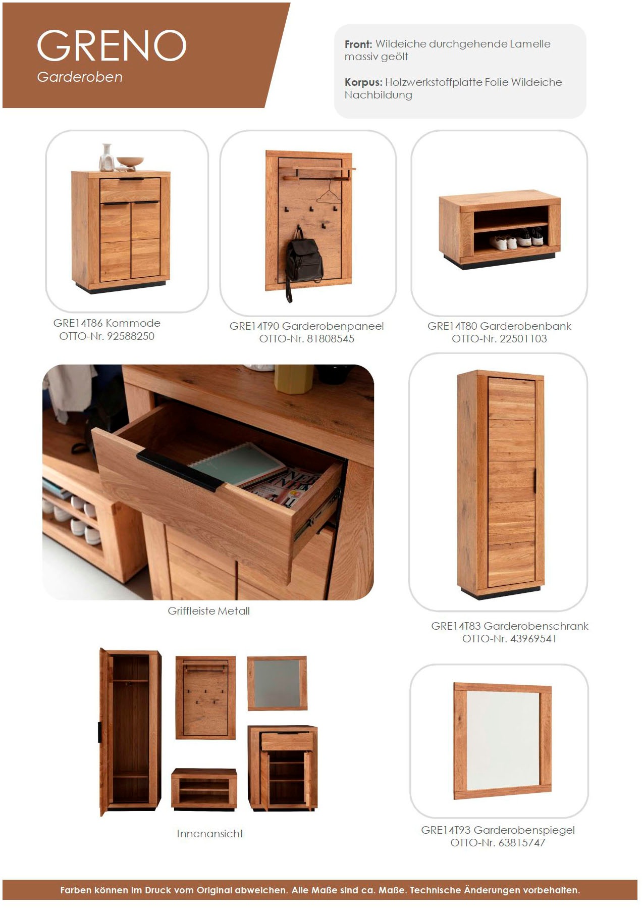 MCA living Garderobenpaneel »Greno Garderobenpaneel Wandgarderobe«, (1 St.), Ablageboden, Garderobenstange aus Metall, 5x Kleiderhaken