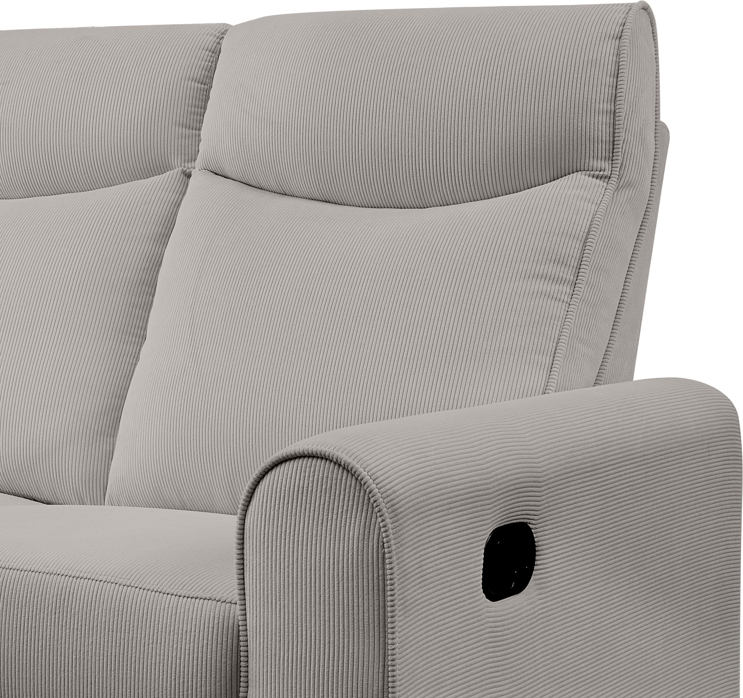 ATLANTIC home collection Ecksofa »Gero L-Form«, mit Relaxfunktion und Stauraum, mit Cord-Bezug