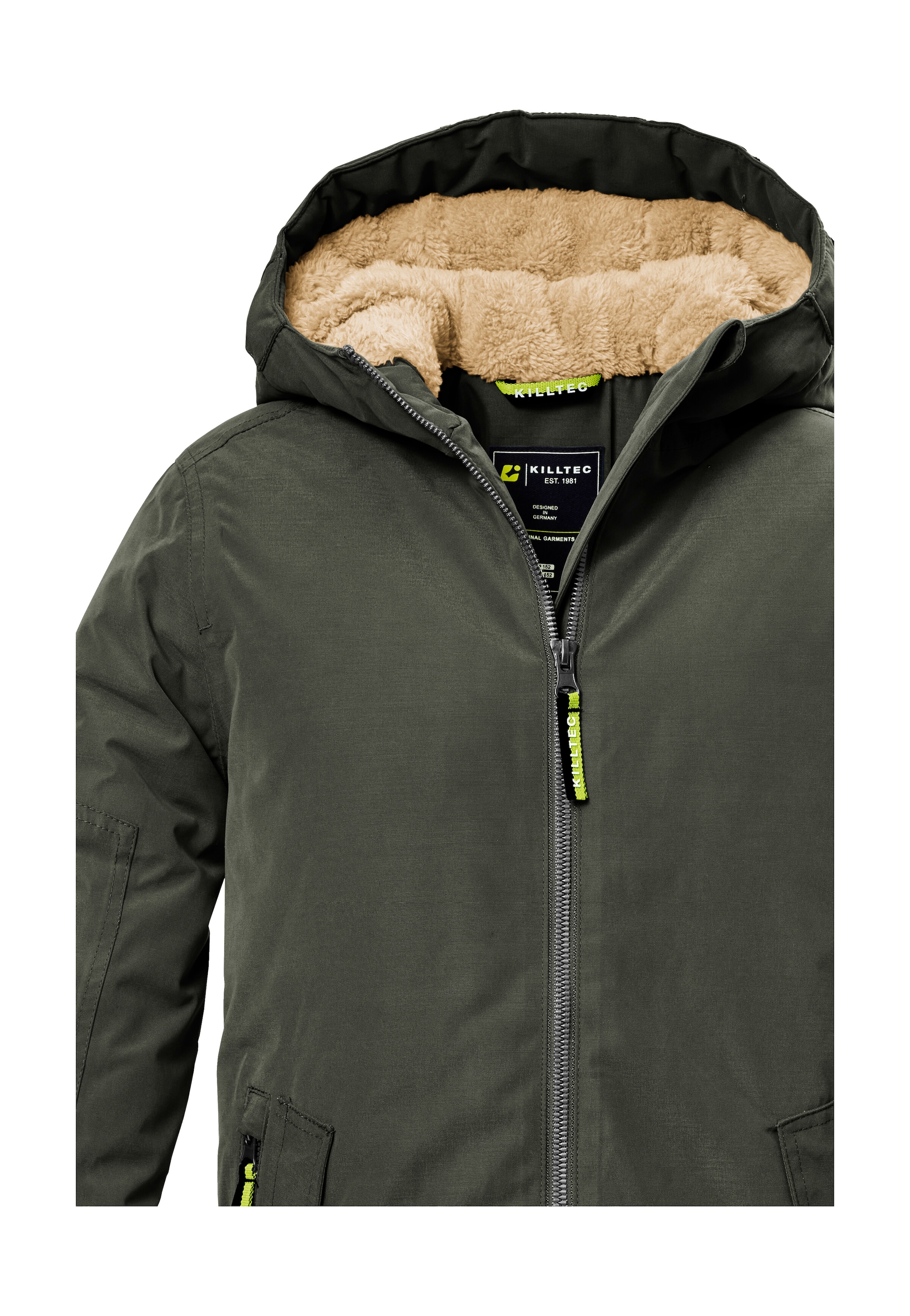 Killtec Funktionsjacke »KOW 377 BYS JCKT«, Wasserdichte Funktionsjacke mit Kapuze, warmem Futter und Kinnschutz