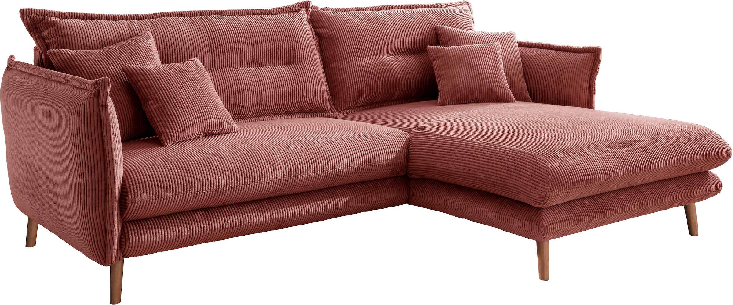 INOSIGN Ecksofa »Lazio modern und bequem, schmale Armlehnen, tolle Detailverarbeitung«, zwei verschiedene Fußfarben wählbar