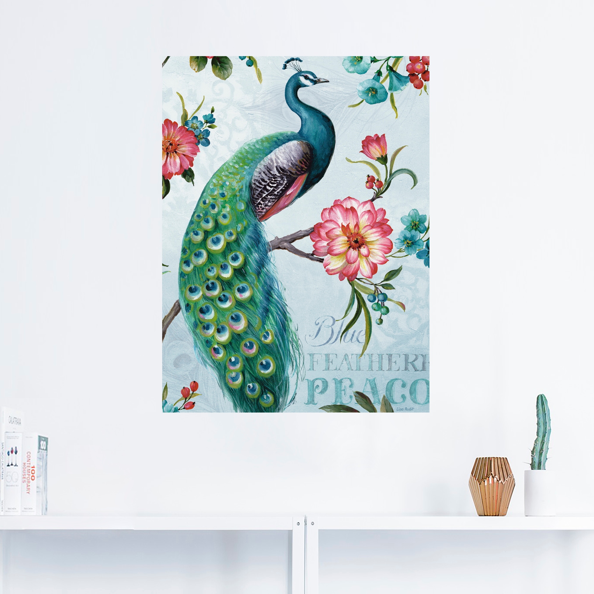 Artland Wandbild »Blau gepfederter Pfau«, Vögel, (1 St.), als Leinwandbild, günstig online kaufen